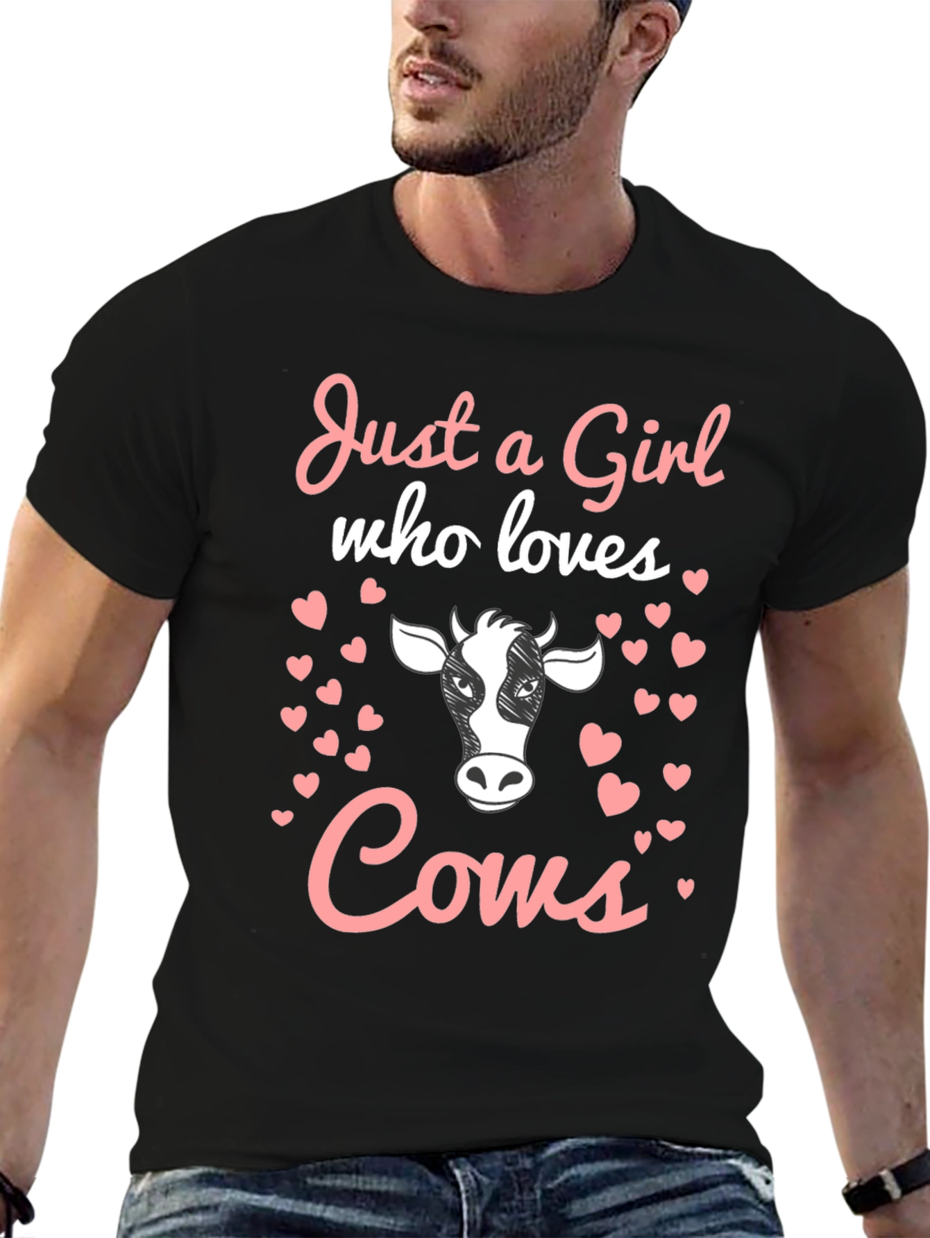 Black Just a Girl Who Loves Cows Graphic Tee view 6