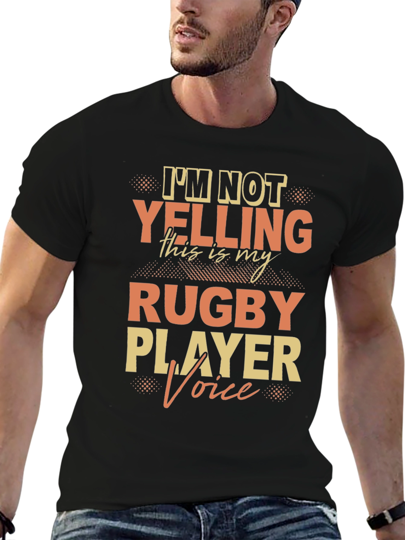 Black Rugby Player Voice T-Shirt view 6