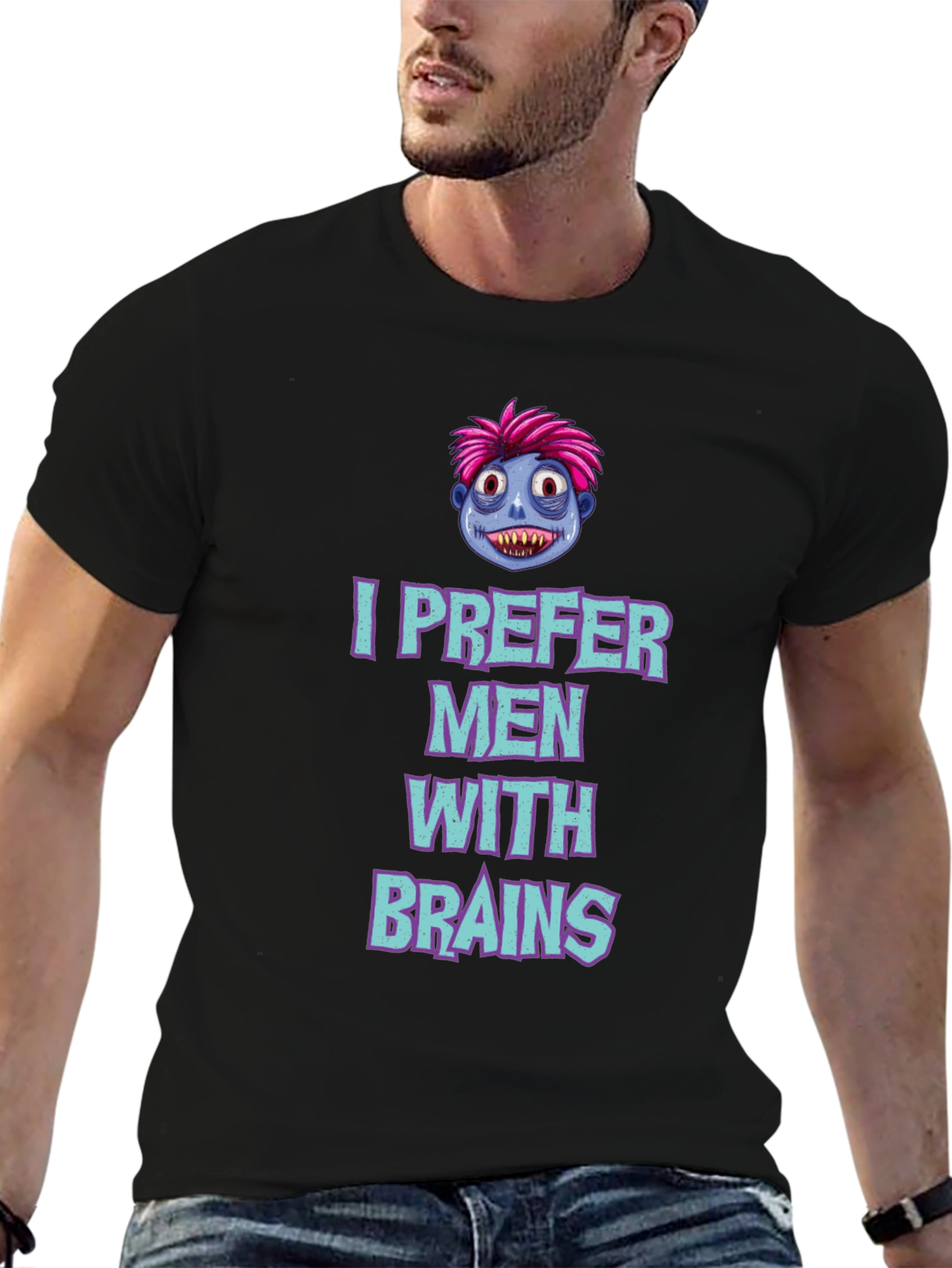 Black I Prefer Men With Brains Graphic Tee view 6