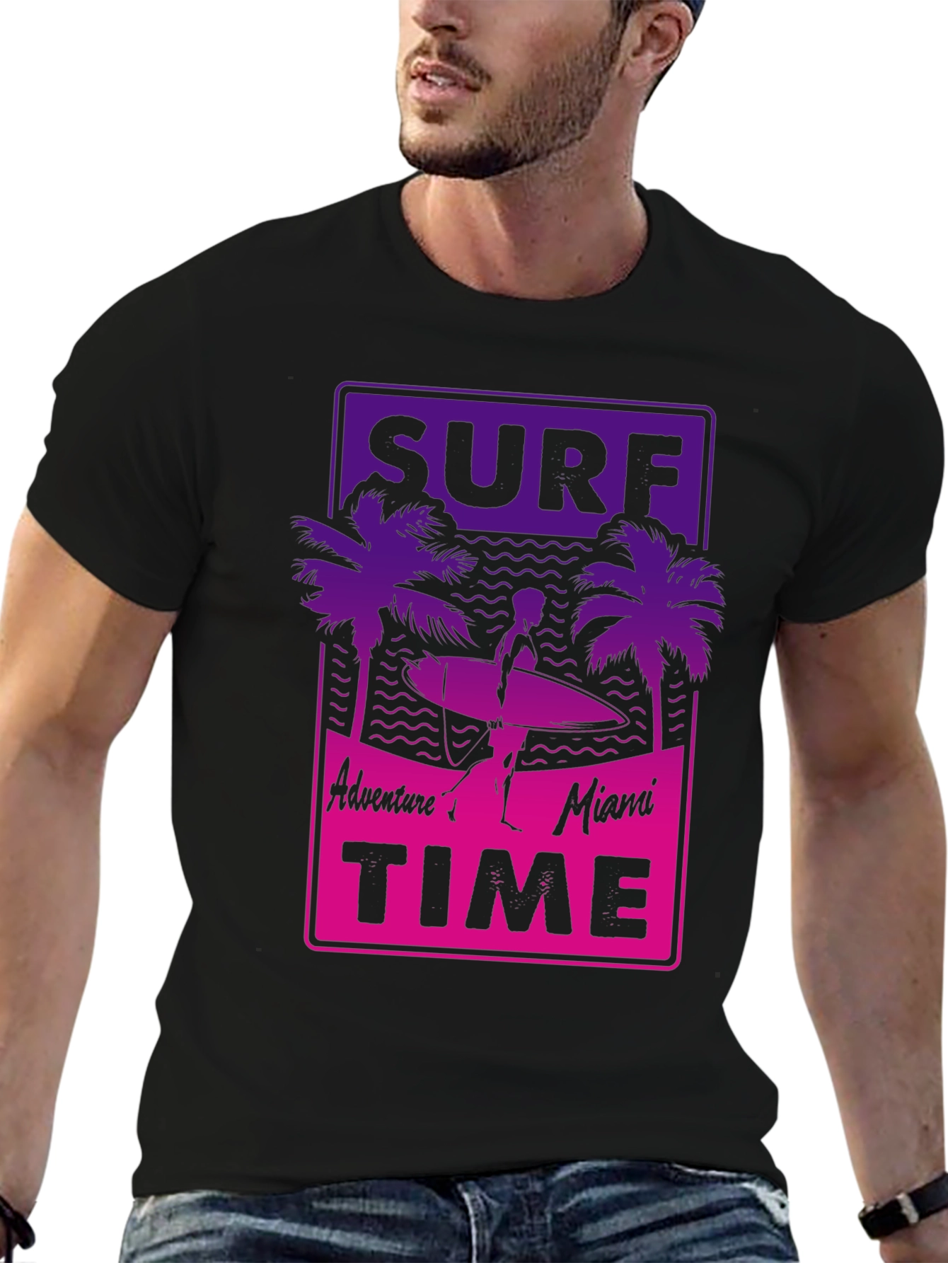 Black Surf Time T-Shirt - Adventure in Miami view 6