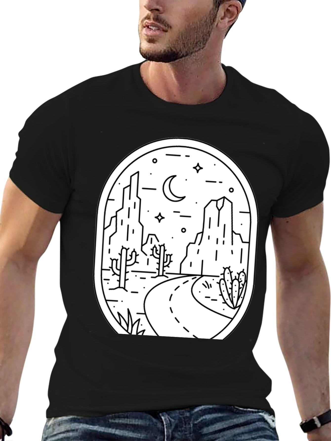 Black Desert Landscape Graphic Tee - Black view 6