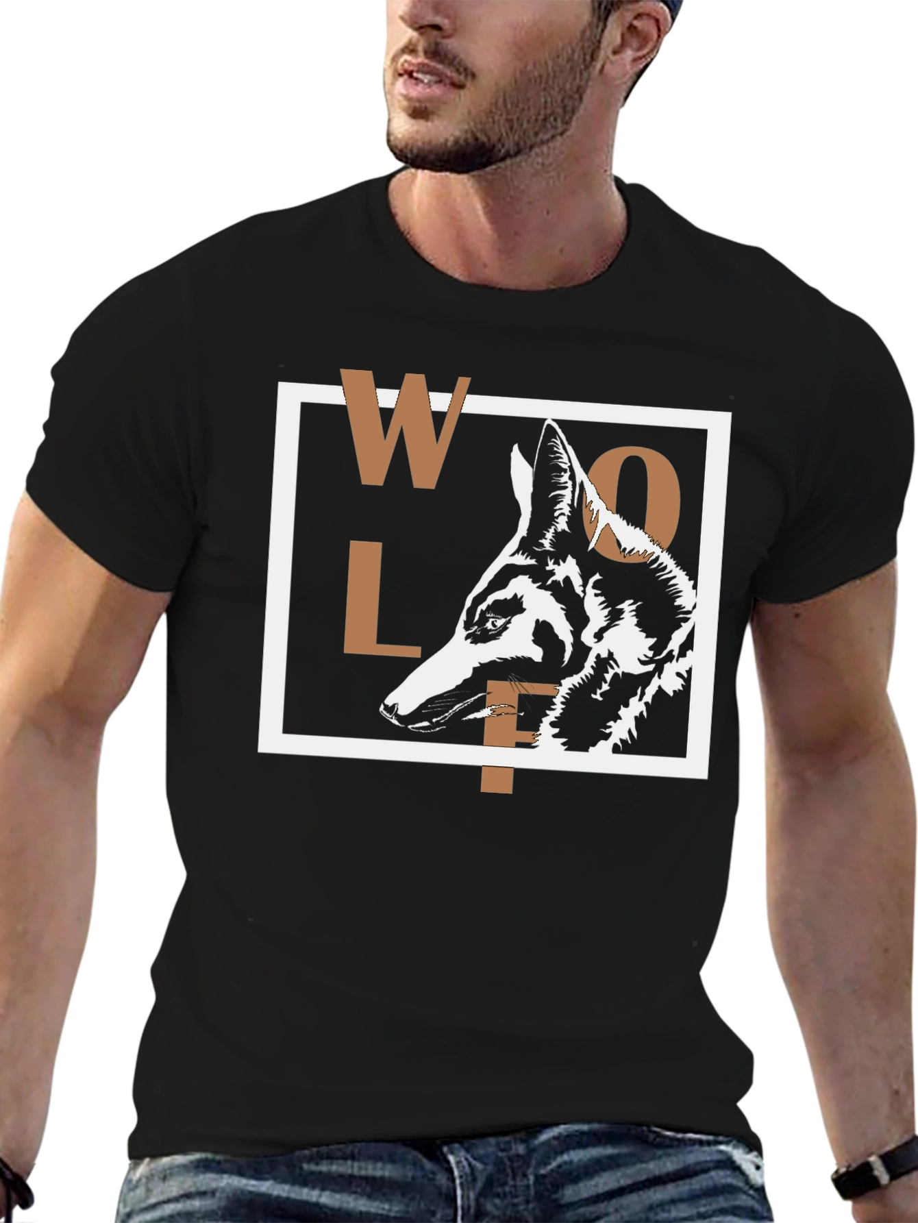 Black Wolf Graphic Print T-Shirt - Modern Urban Style view 6