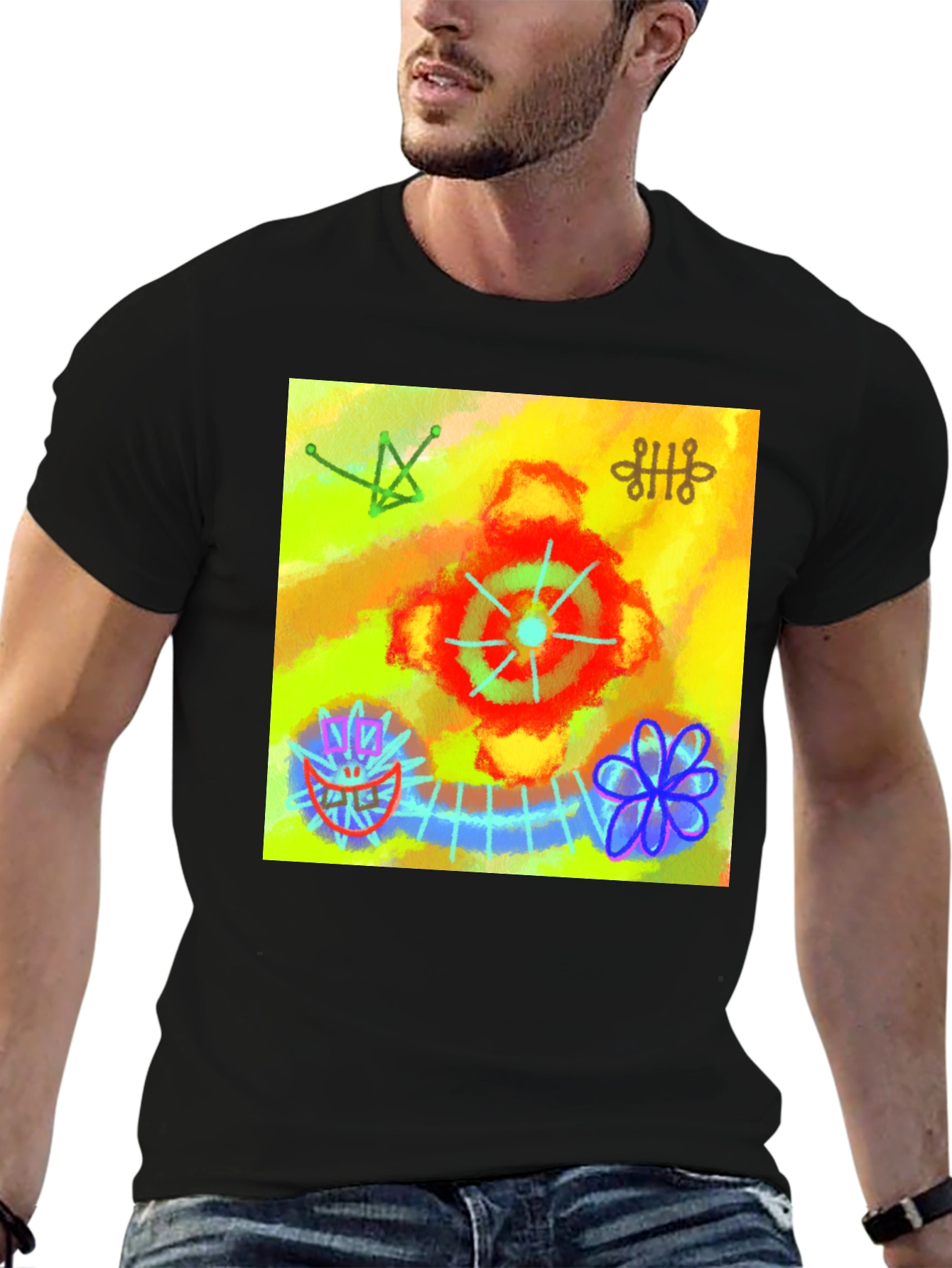 Black Abstract Art Graphic Tee - Unique Design view 6