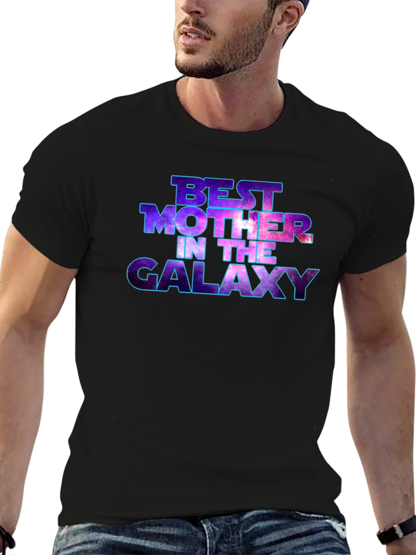 Black Best Mother in the Galaxy T-Shirt view 6