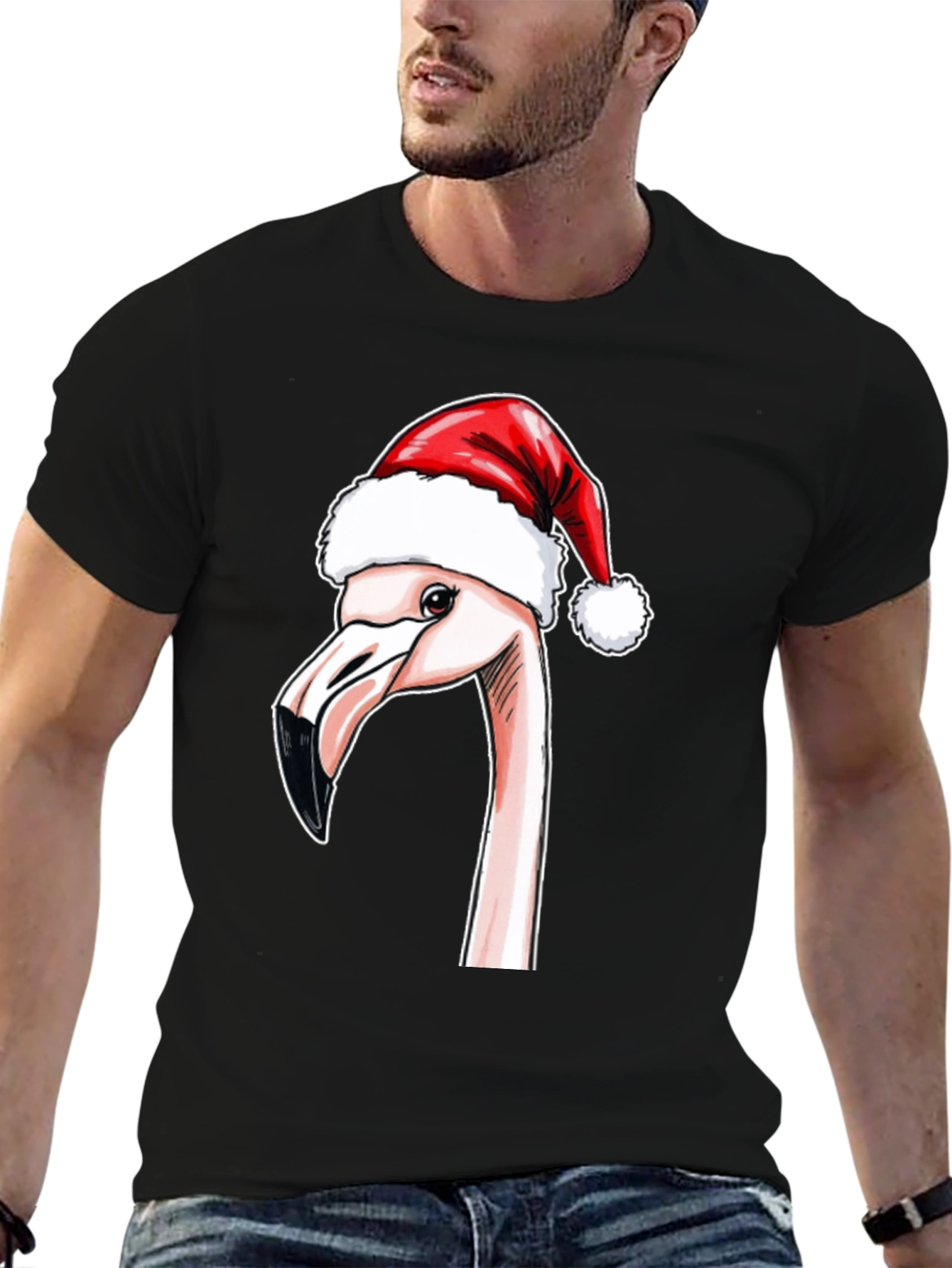 Black Festive Flamingo T-Shirt - Holiday Cheer view 6