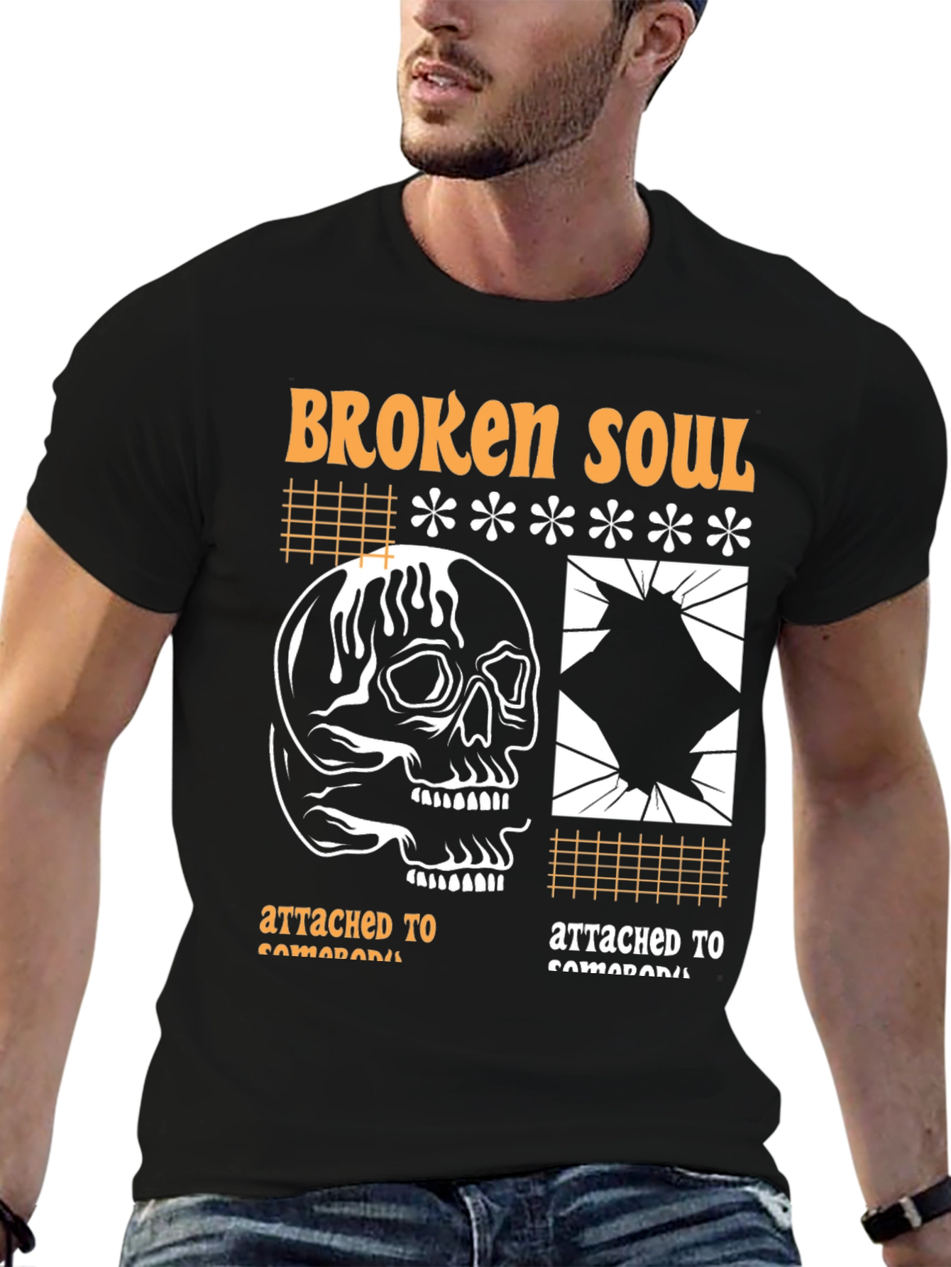 Black Broken Soul Graphic Print T-Shirt view 6
