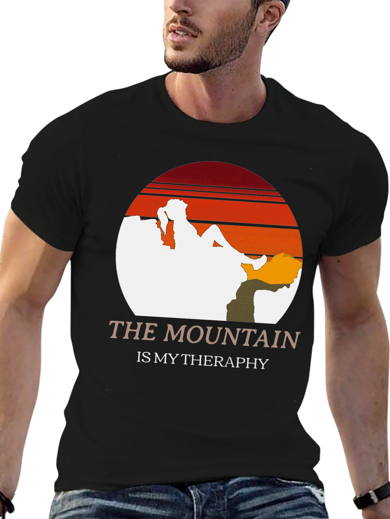Black The Mountain is My Therapy Tee view 6