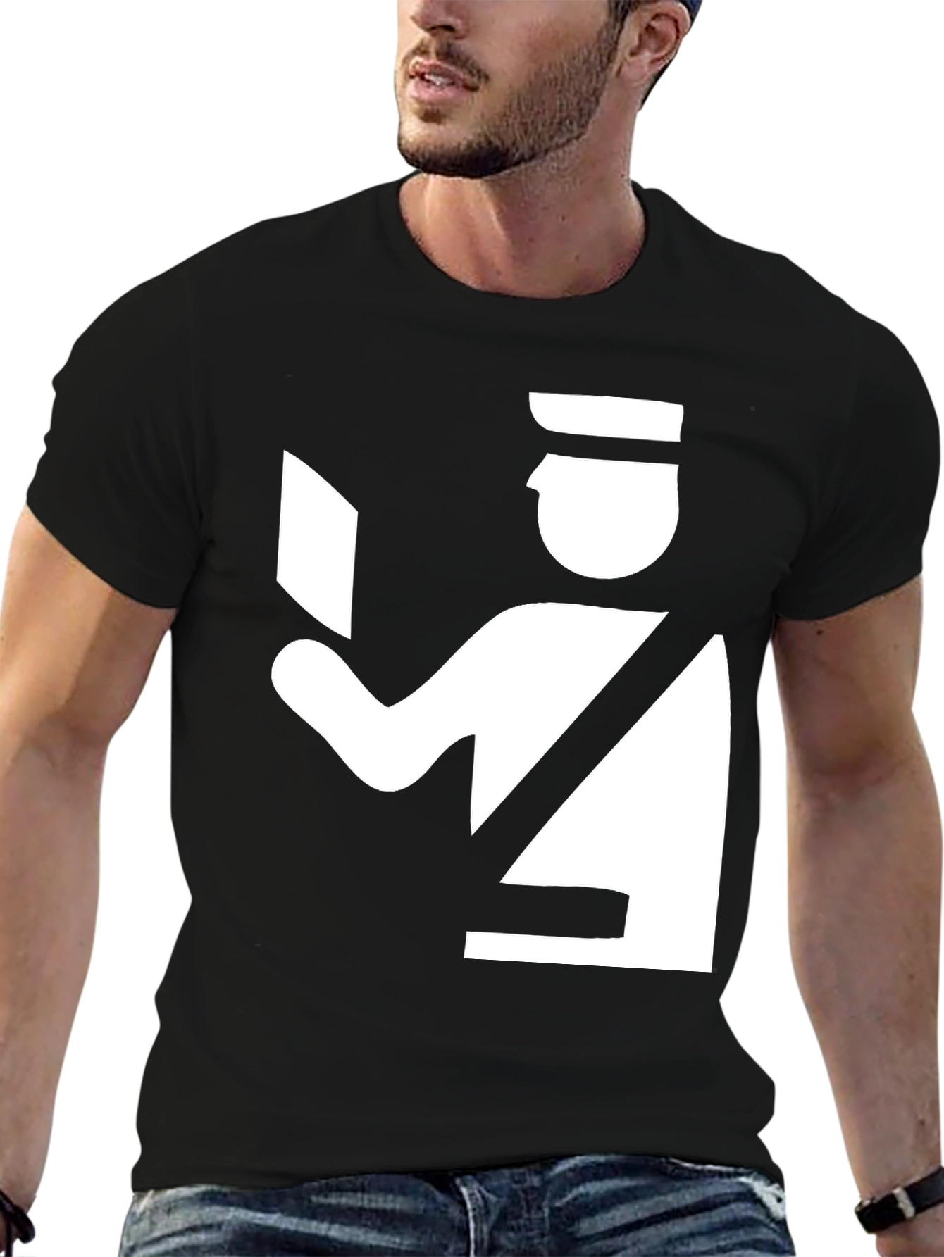 Black Customs Officer Graphic T-Shirt view 6