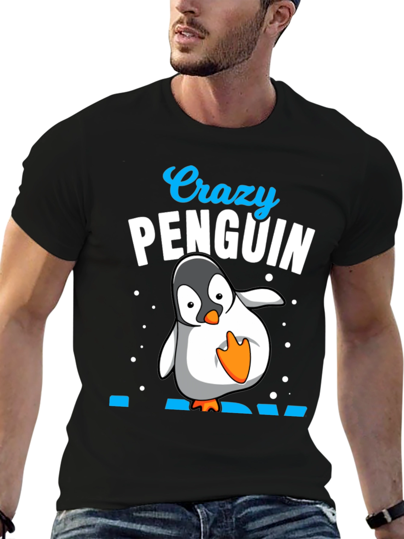 Black Crazy Penguin Dad Black T-Shirt view 6