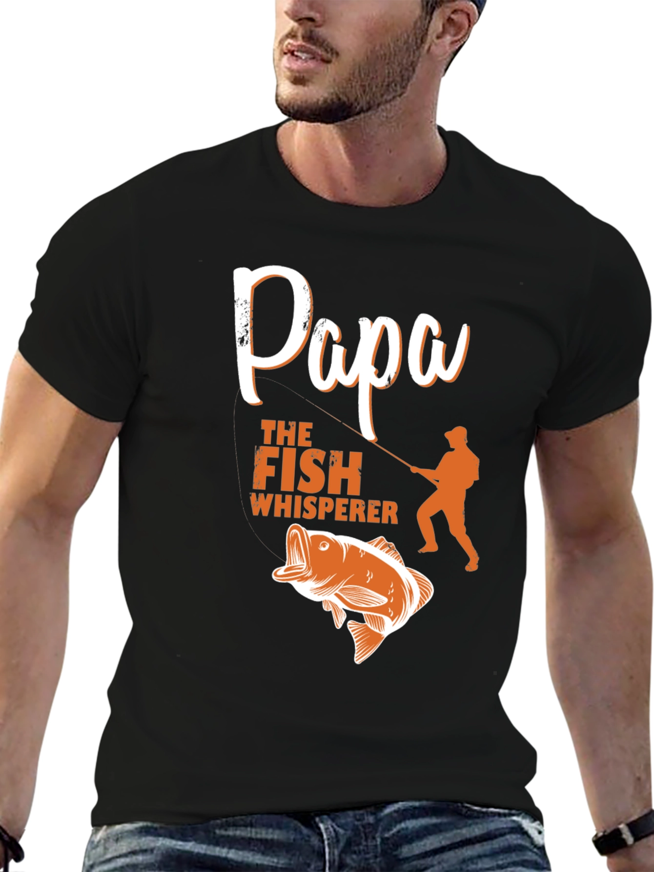 Black Papa the Fish Whisperer T-Shirt view 6
