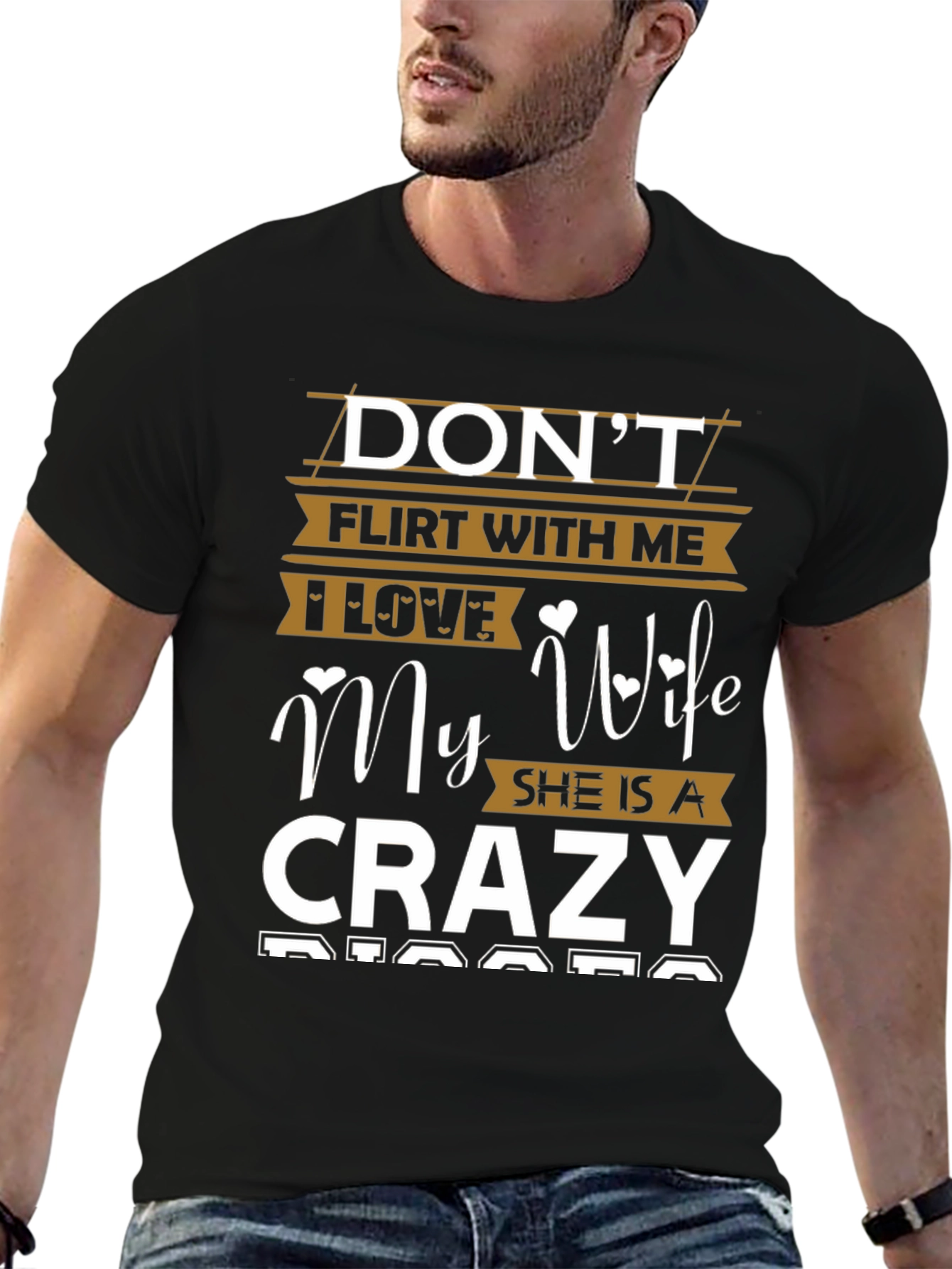 Black Don't Flirt With Me Crazy Wife Graphic T-Shirt view 6