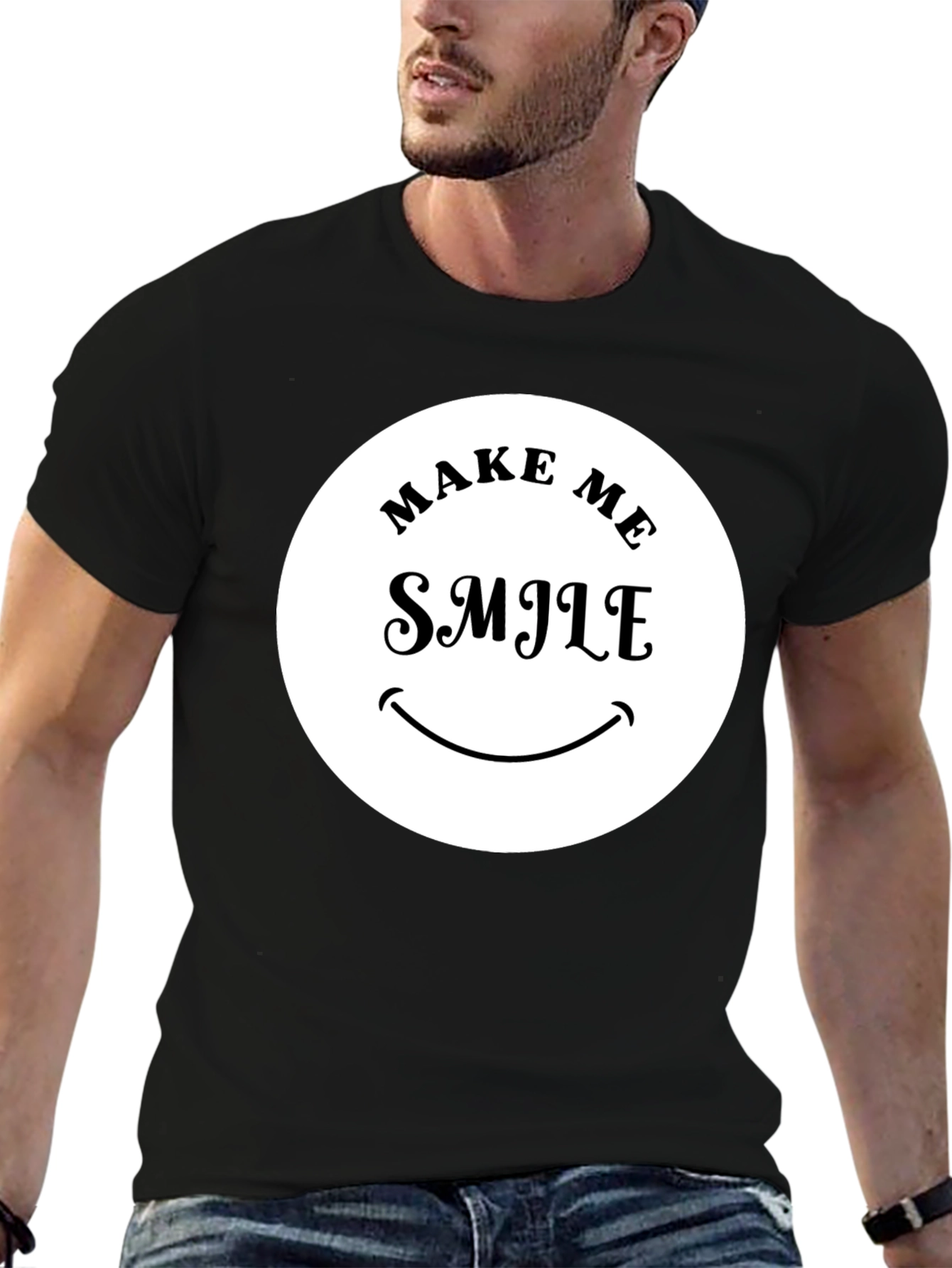 Black Make Me Smile Graphic T-Shirt - Black view 6