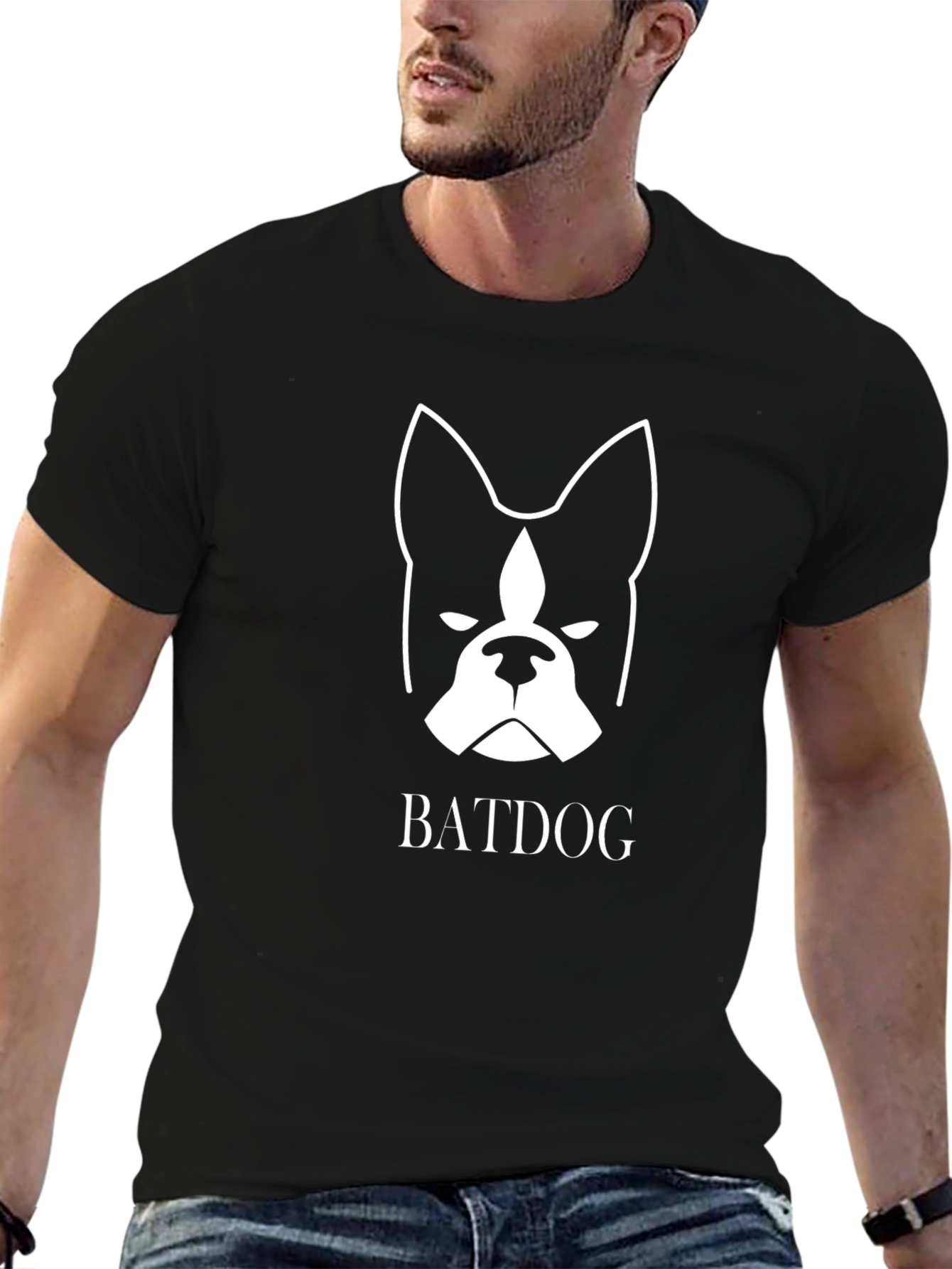 Black Batdog Graphic Tee - Black Cotton Blend view 6