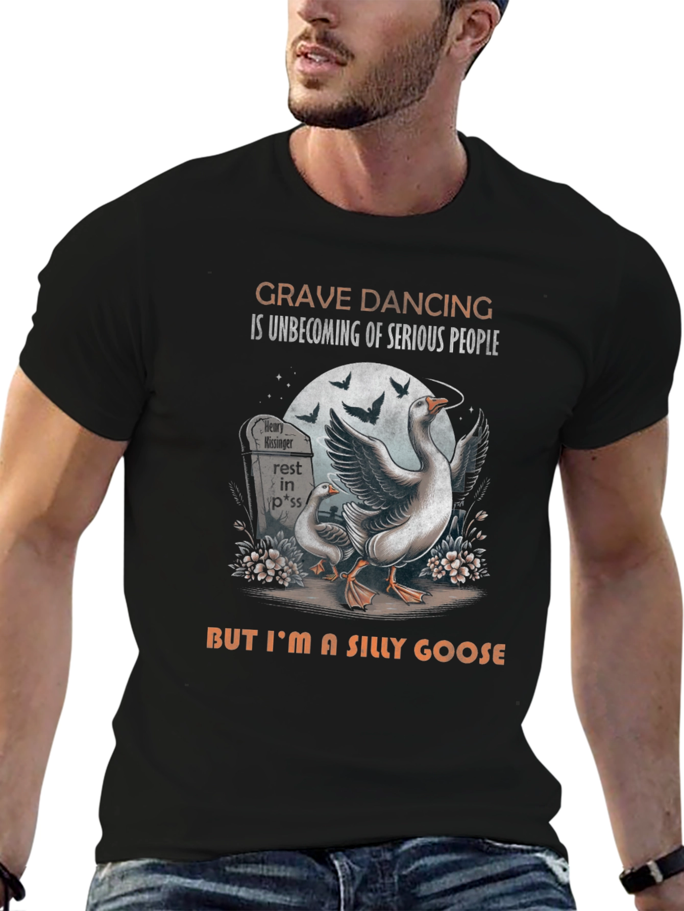 Black Grave Dancing Silly Goose Graphic Tee view 6
