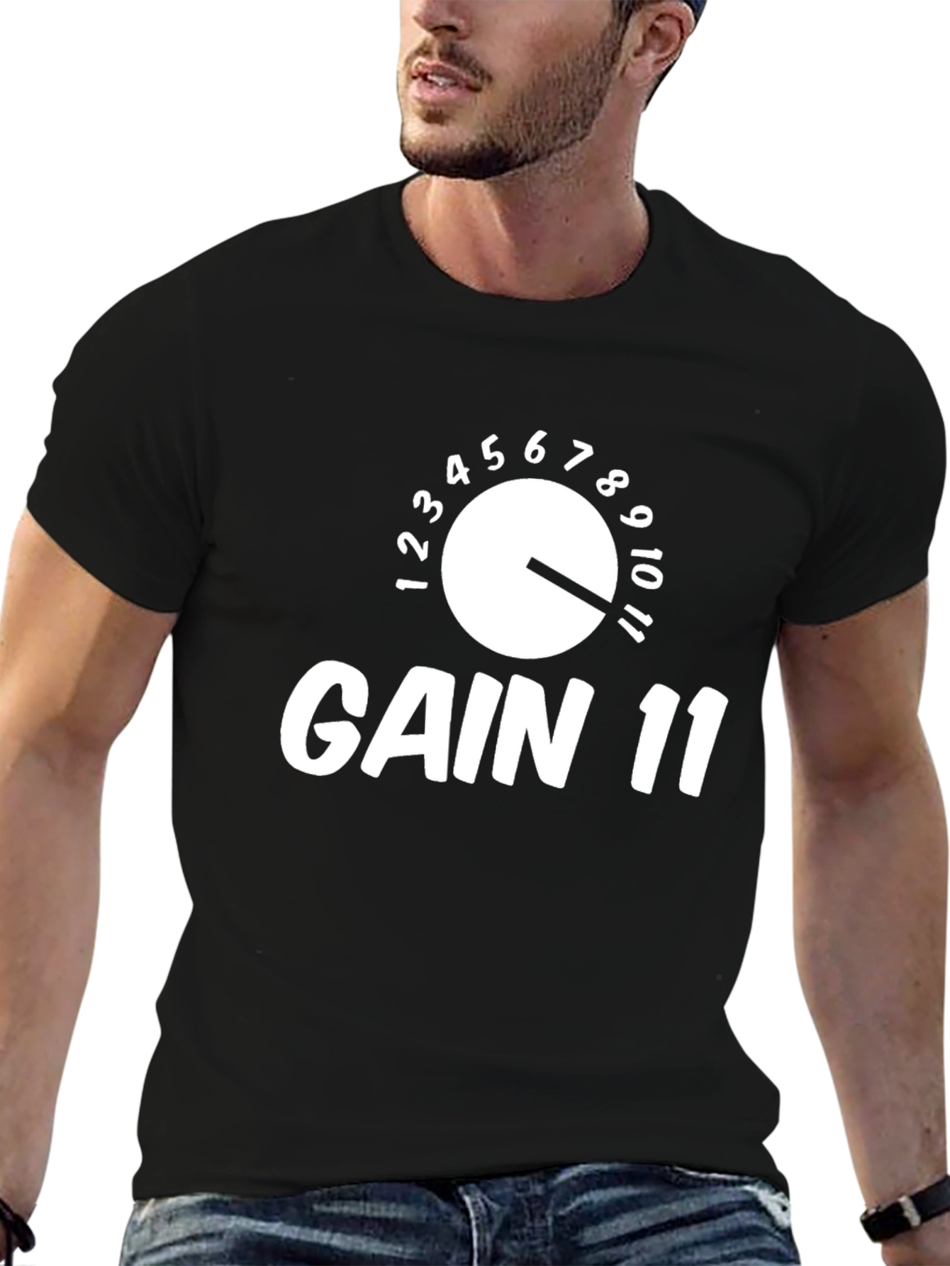 Black Gain 11 Funny Graphic T-Shirt view 6