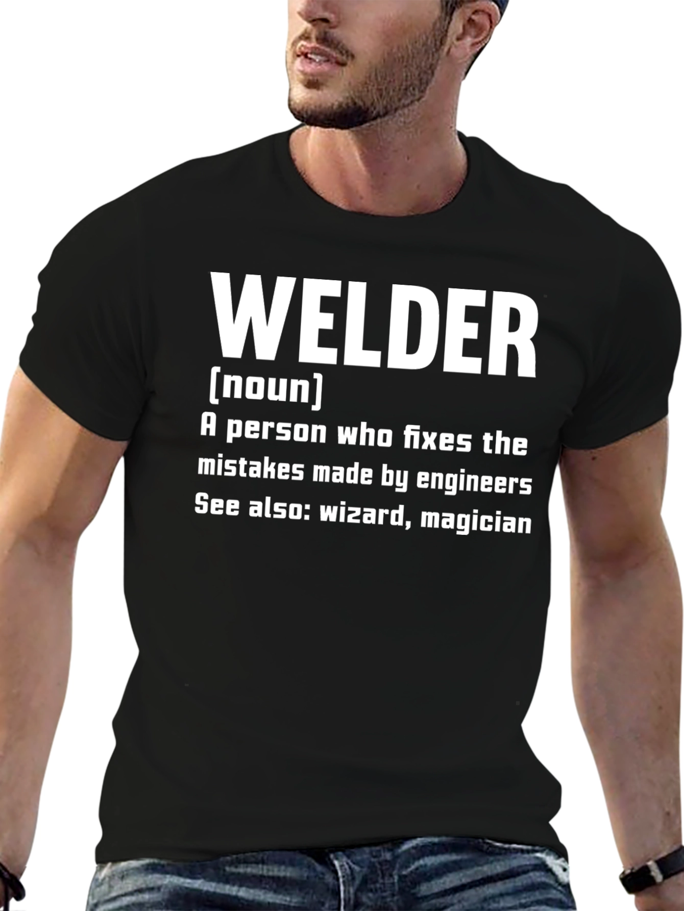 Black Welder Definition T-Shirt - Funny Job Pride Tee view 6