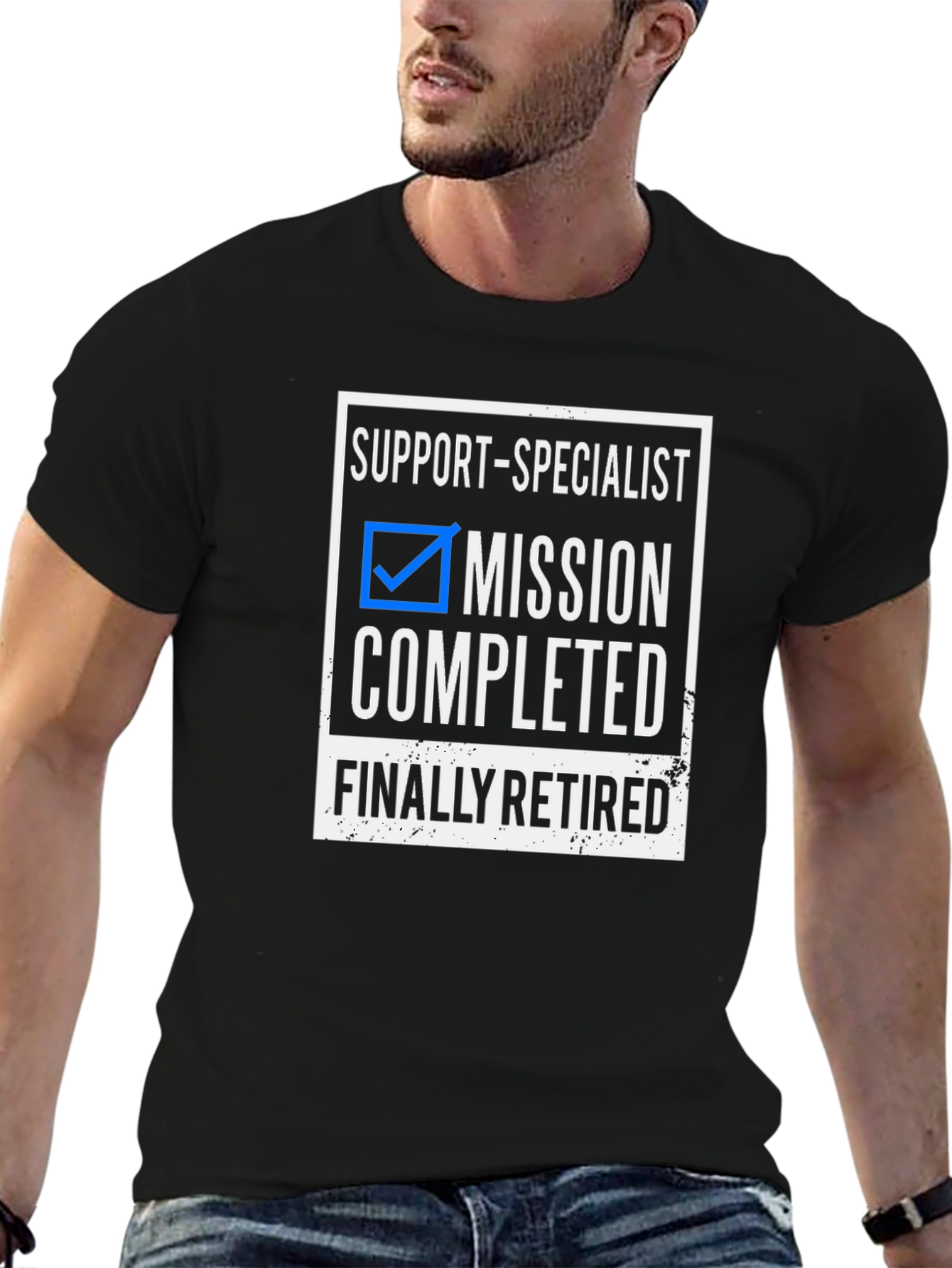 Black Support Specialist Mission Completed Retired T-Shirt view 6