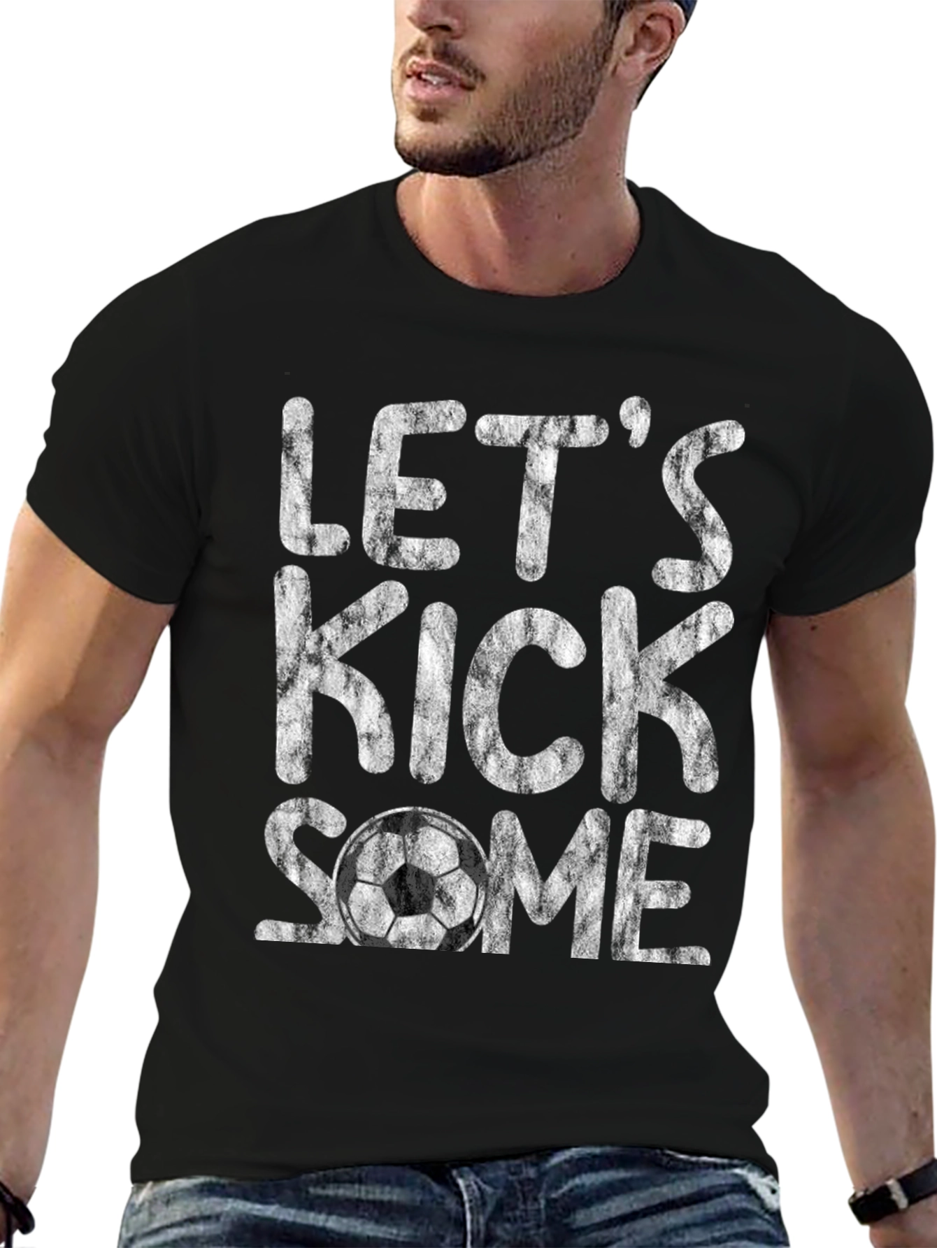 Black Let's Kick Some Soccer T-Shirt view 6
