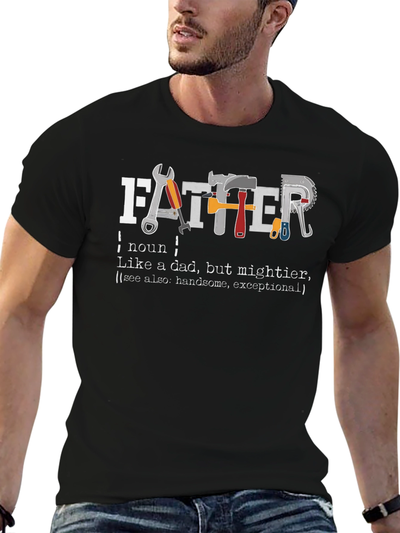 Black Father Definition Graphic T-Shirt view 6