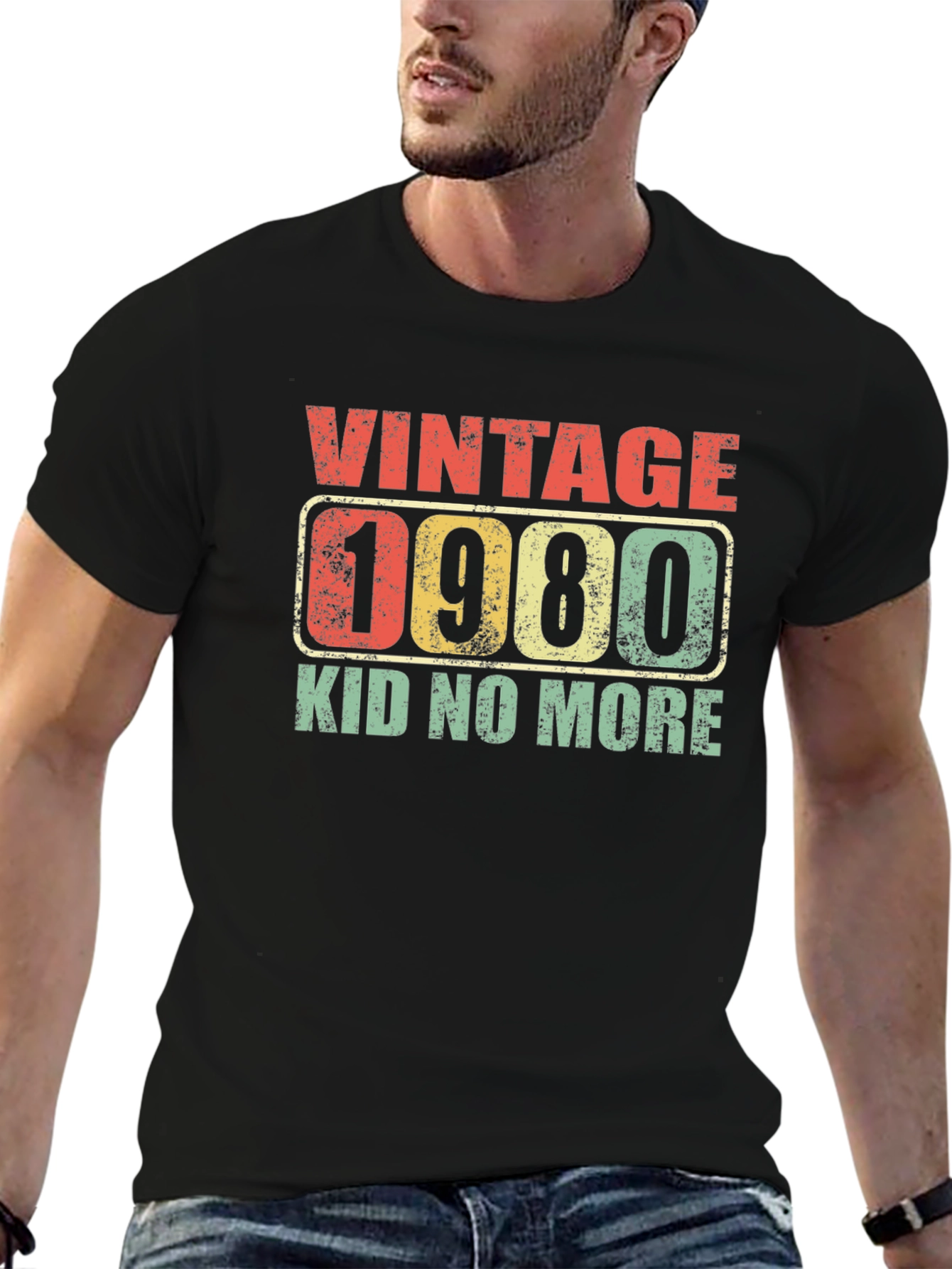 Black Vintage 1980 Kid No More Graphic T-Shirt view 6