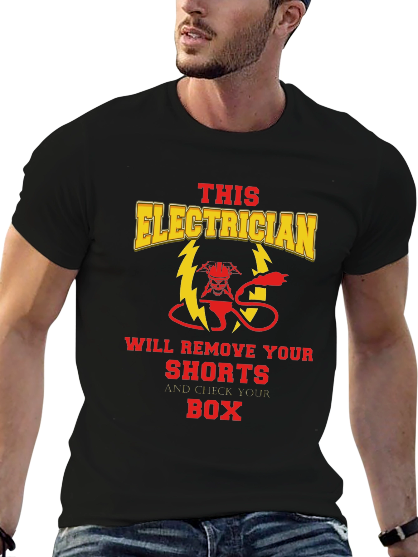 Black Electrician Humor Graphic T-Shirt view 6