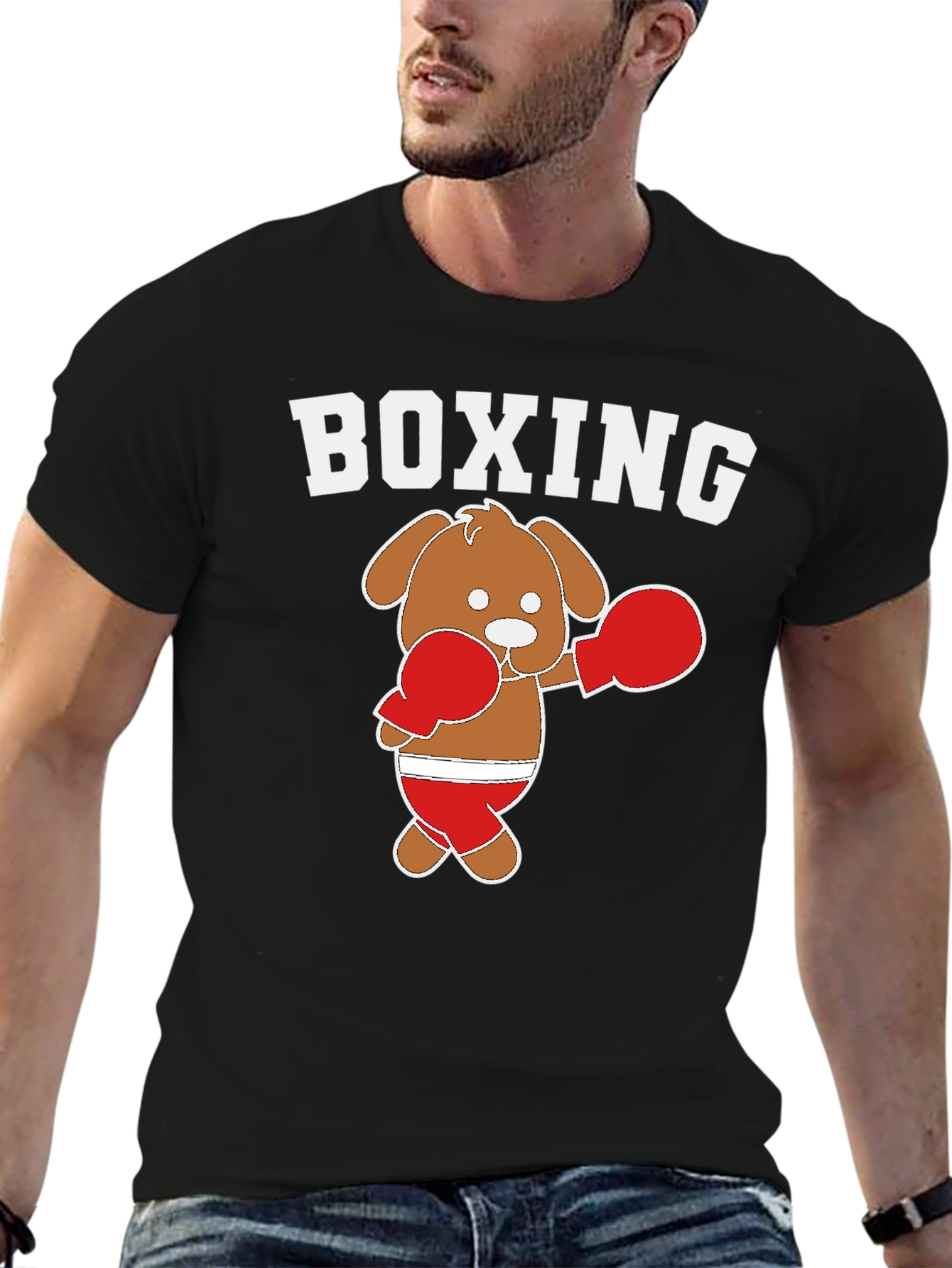 Black Boxing Dog Graphic Tee view 6