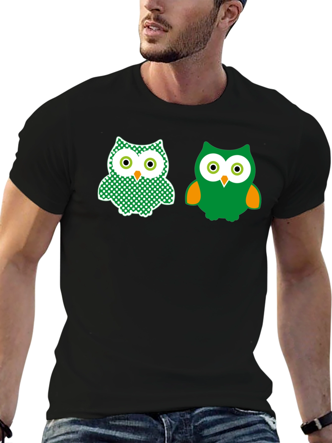 Black Cute Owl Graphic Tee - Stylish Black T-Shirt view 6