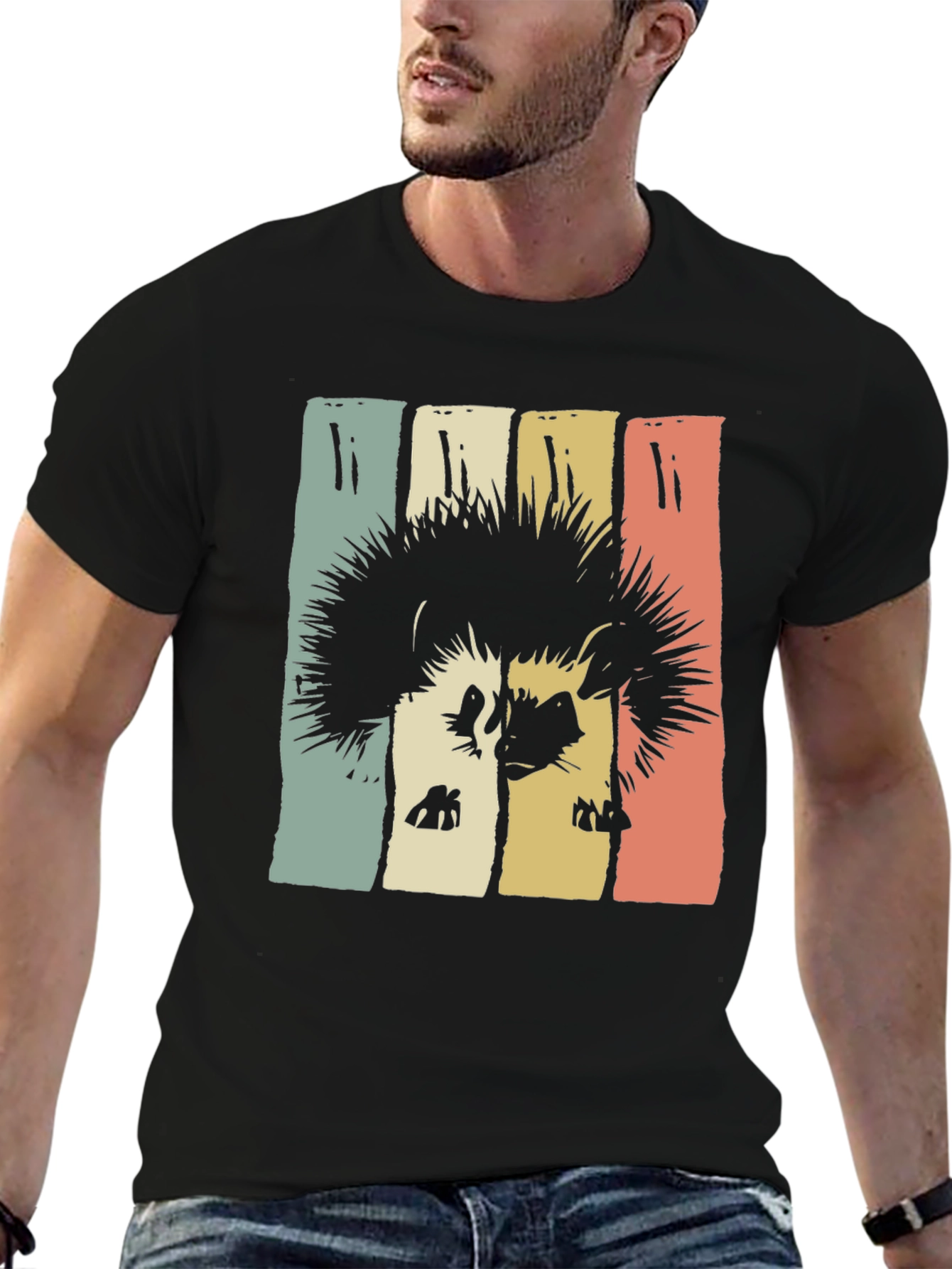 Black Retro Hedgehog Graphic Tee view 6