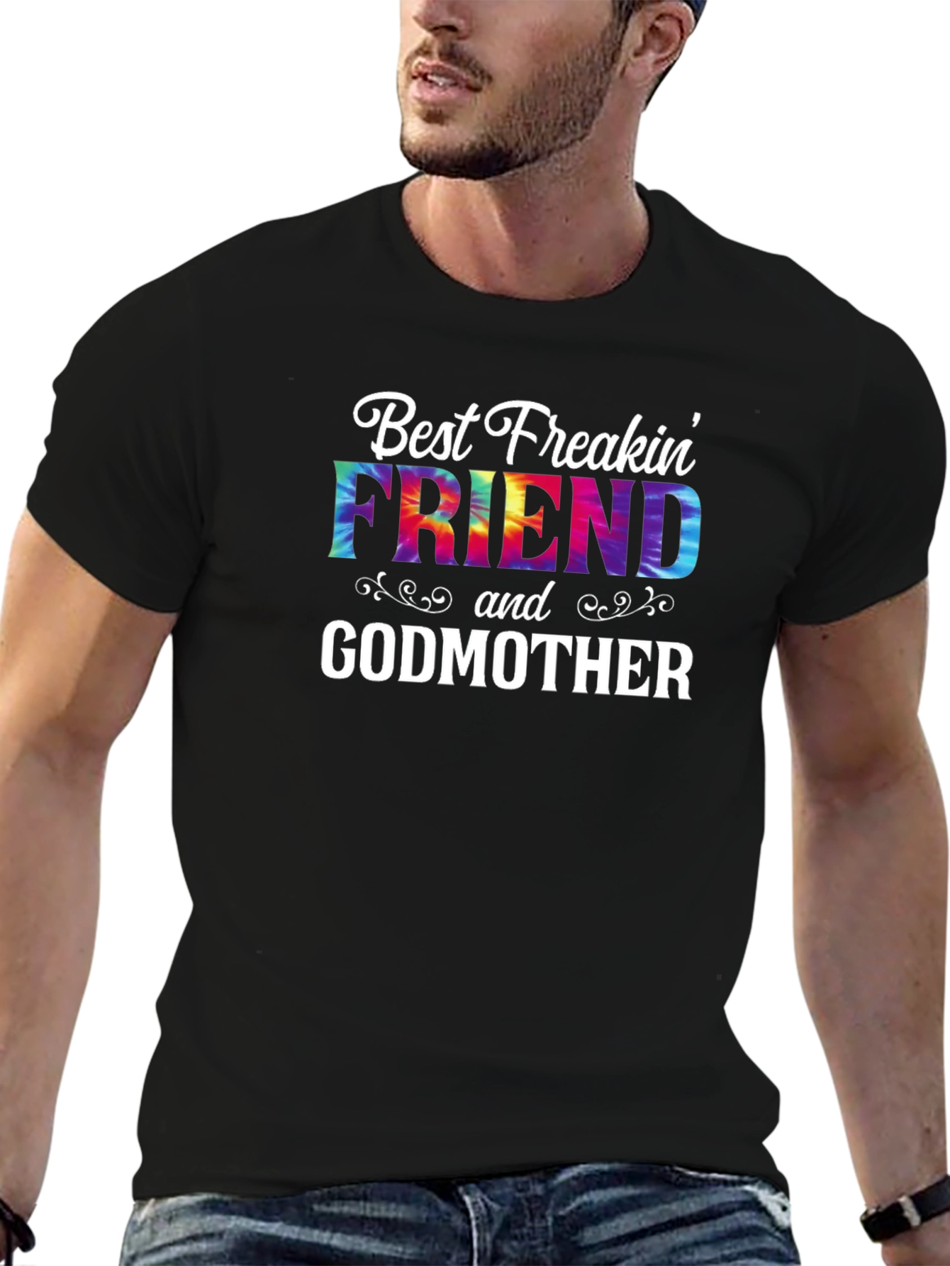 Black Best Freakin' Friend Godmother T-Shirt view 6