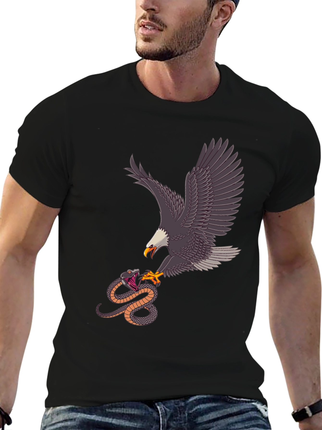 Black Eagle vs Snake Graphic Tee - Black view 6