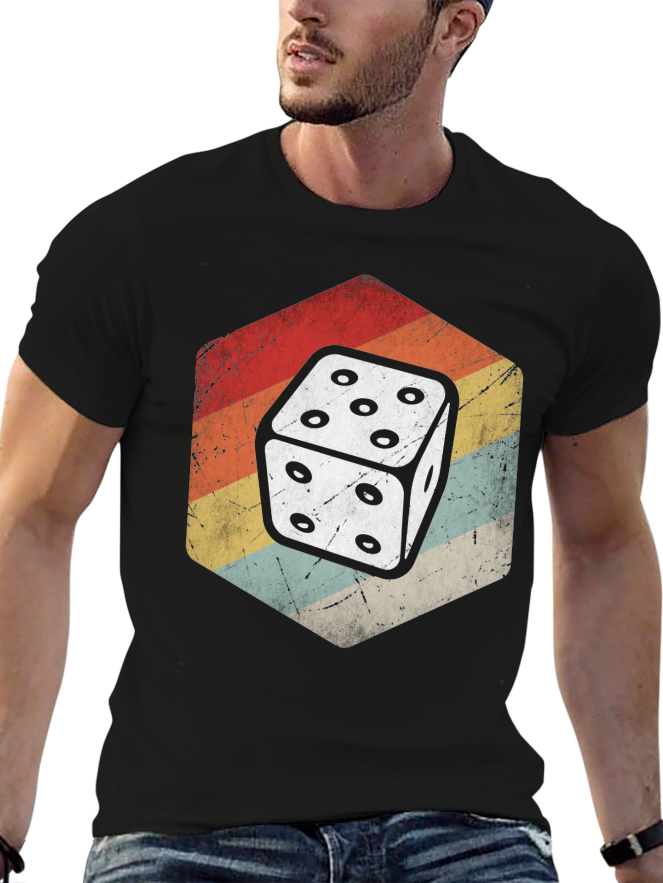 Black Retro Dice Graphic Tee view 6