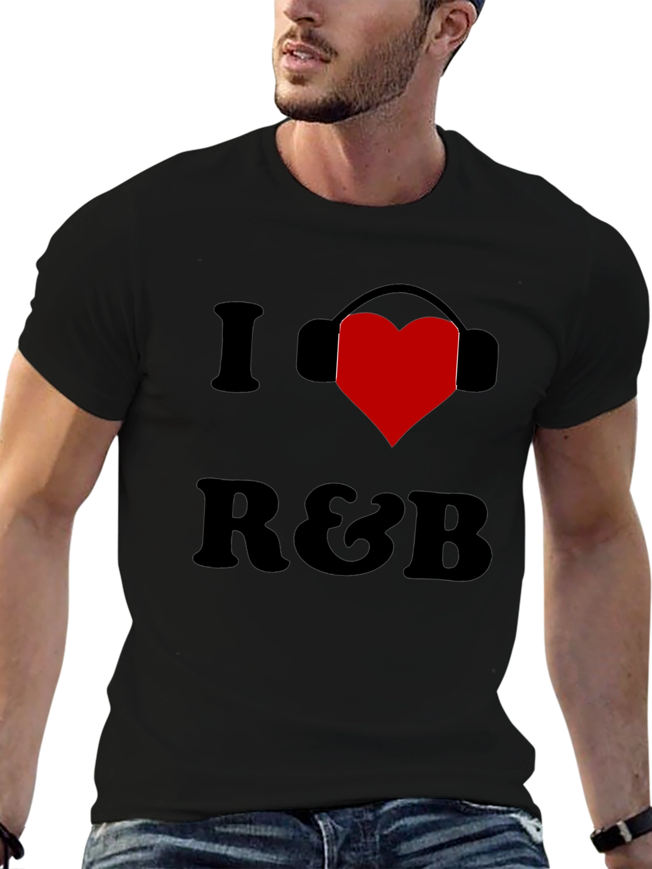 Black I Heart R&B Black Graphic Tee Shirt view 6