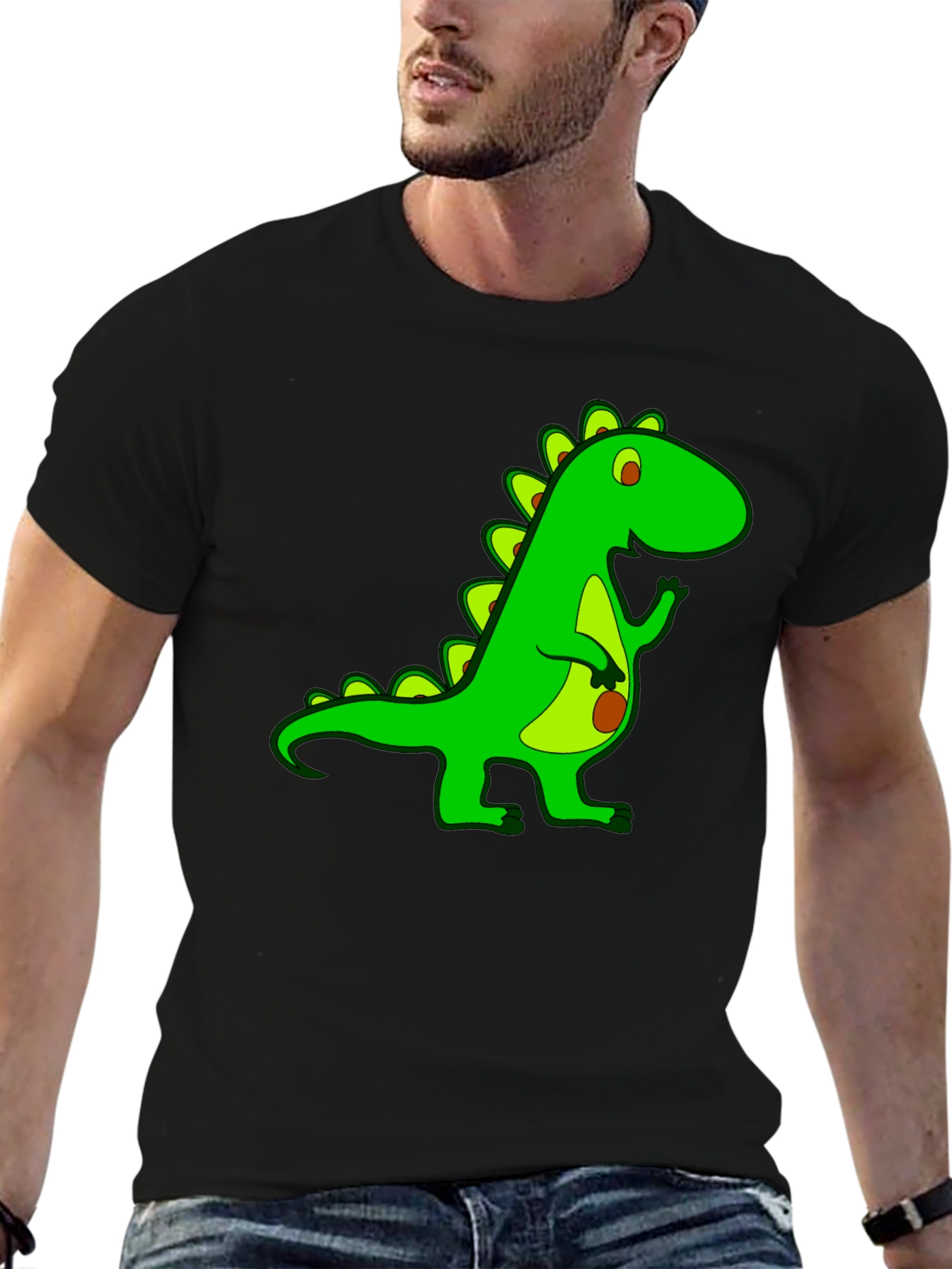 Black Dino Graphic Tee - Cool Cartoon Dinosaur T-Shirt view 6