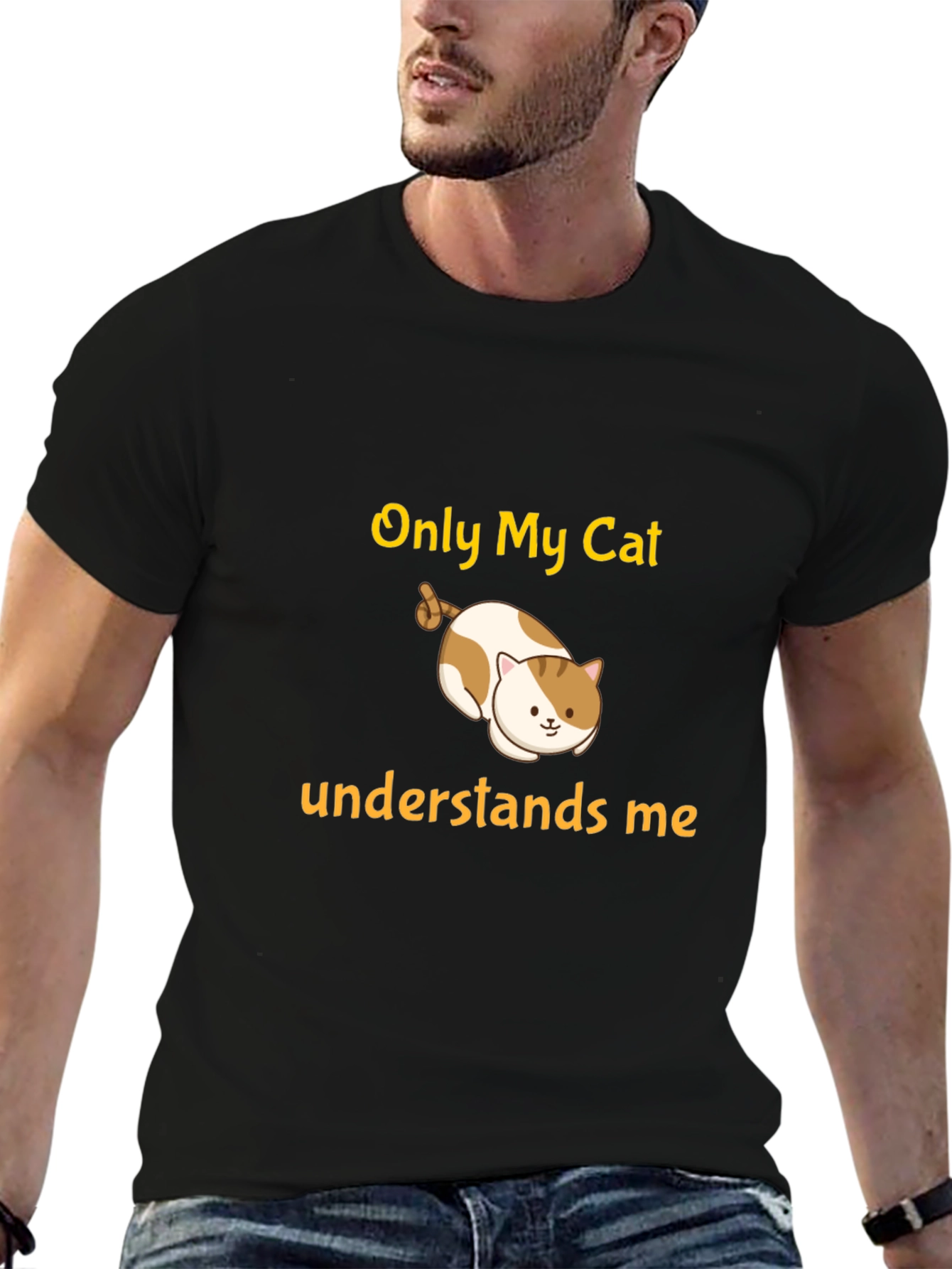 Black Only My Cat Understands Me Black T-Shirt view 6