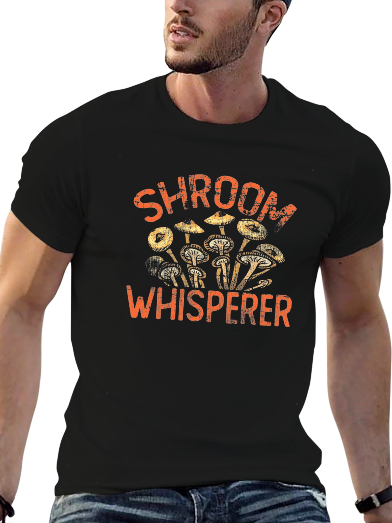 Black Shroom Whisperer Graphic Tee - Black Cotton T-Shirt view 6