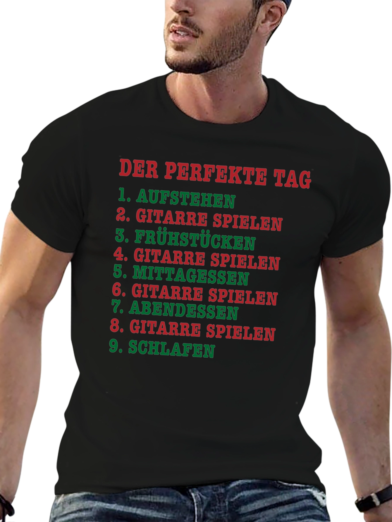 Black Perfect Day Guitar Player T-Shirt view 6