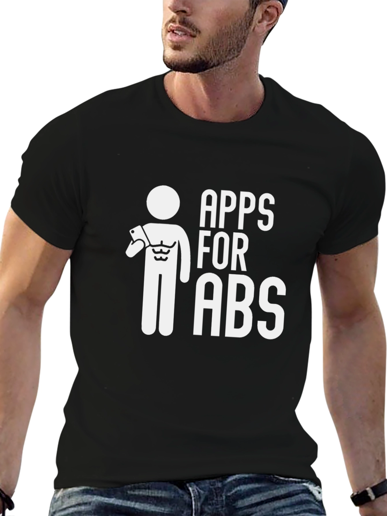 Black Apps for Abs Funny Graphic T-Shirt view 6