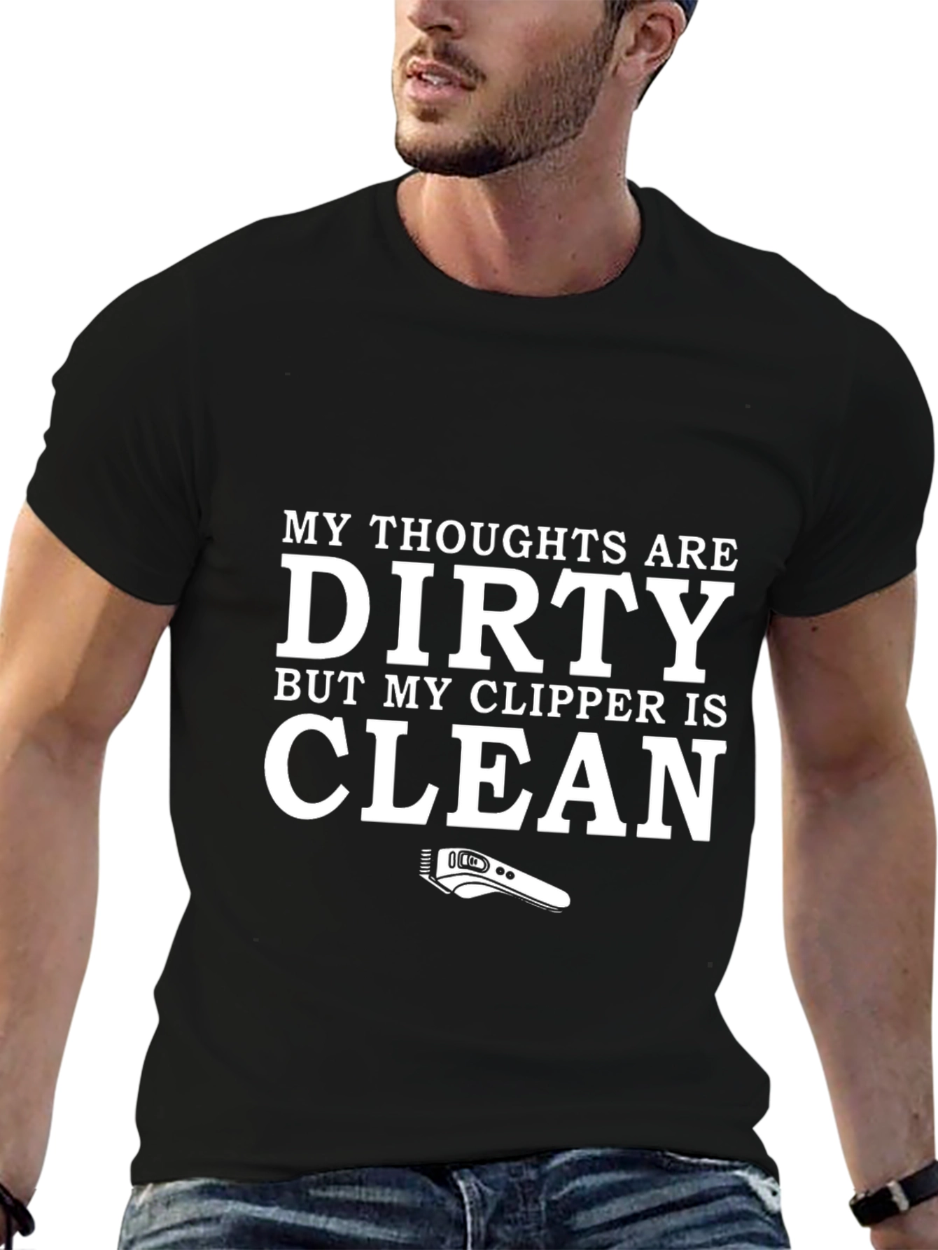 Black Dirty Thoughts, Clean Clipper Graphic T-Shirt view 6