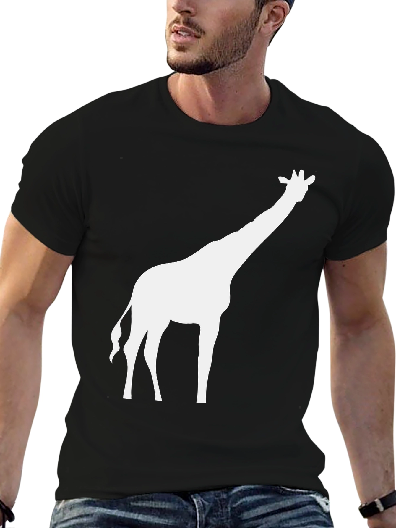 Black Giraffe Silhouette Graphic Tee - Black view 6