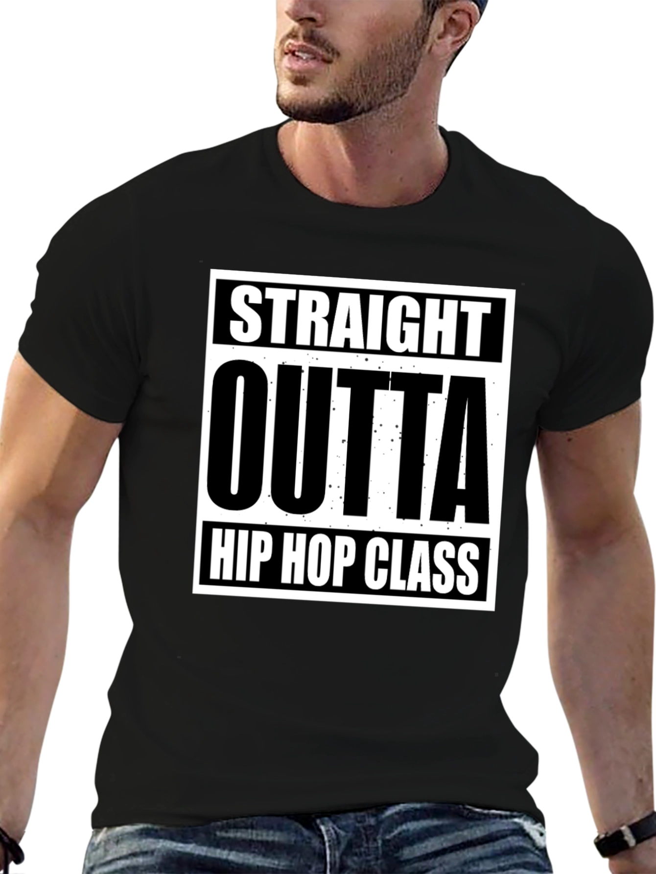 Black Straight Outta Hip Hop Class Black T-Shirt view 6