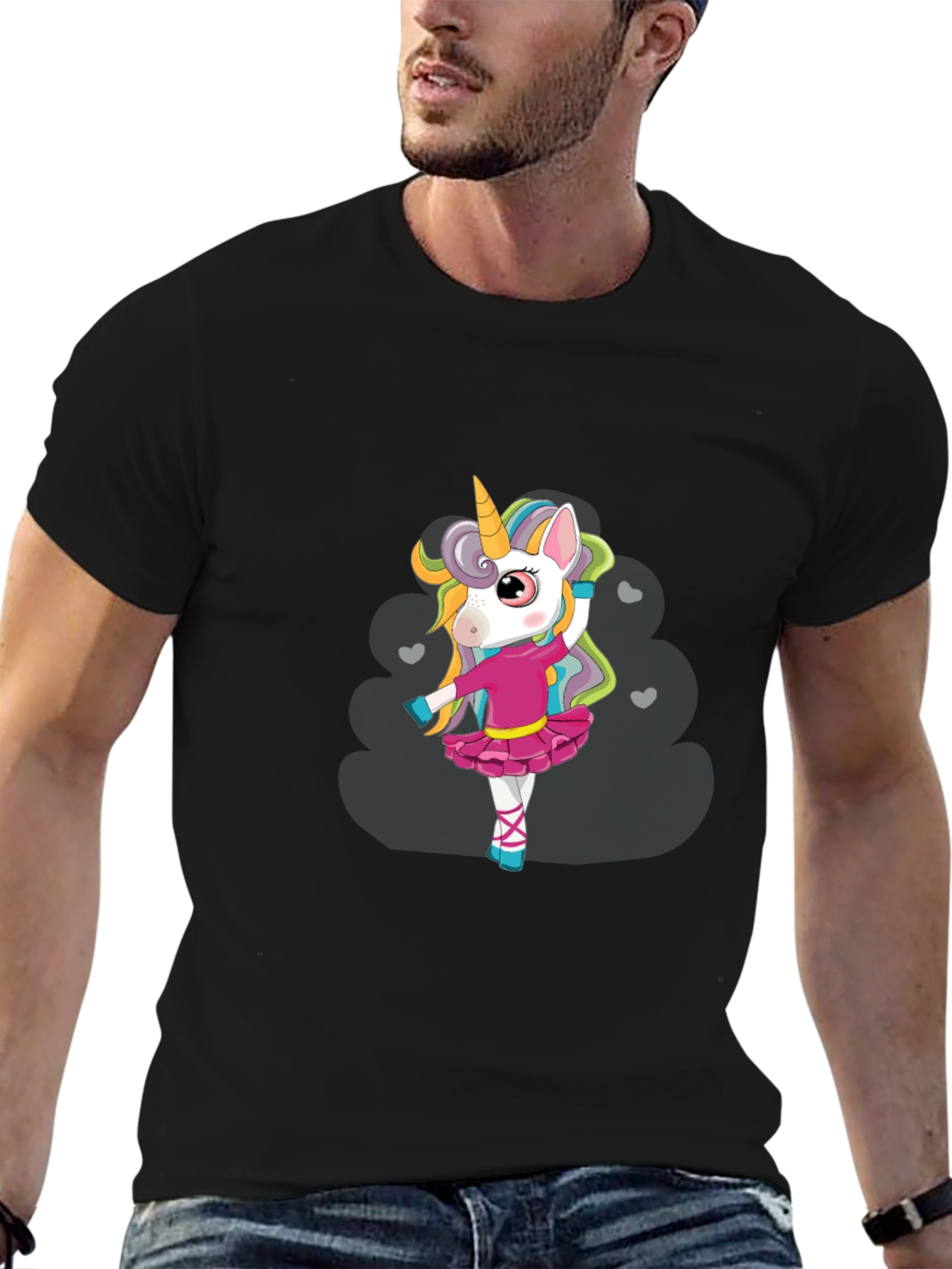 Black Unicorn Ballerina Black T-Shirt view 6