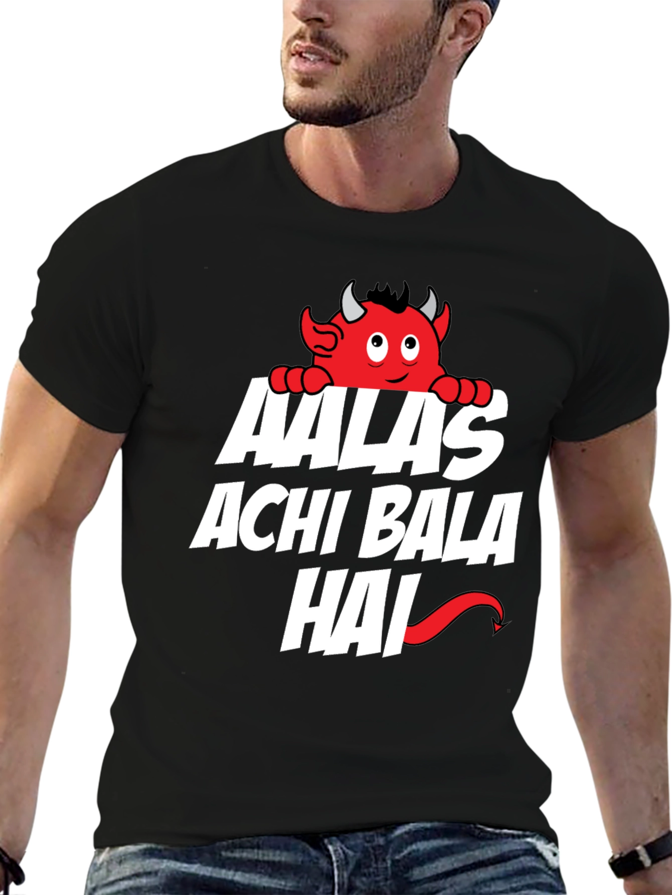 Black Aalas Achi Bala Hai Graphic Tee view 6
