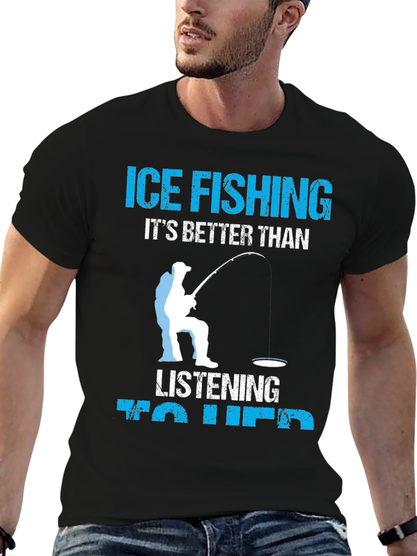 Black Ice Fishing Better Than Her T-Shirt view 6