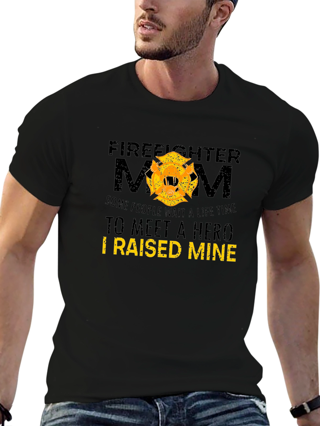 Black Firefighter Mom Graphic T-Shirt - Hero Pride view 6