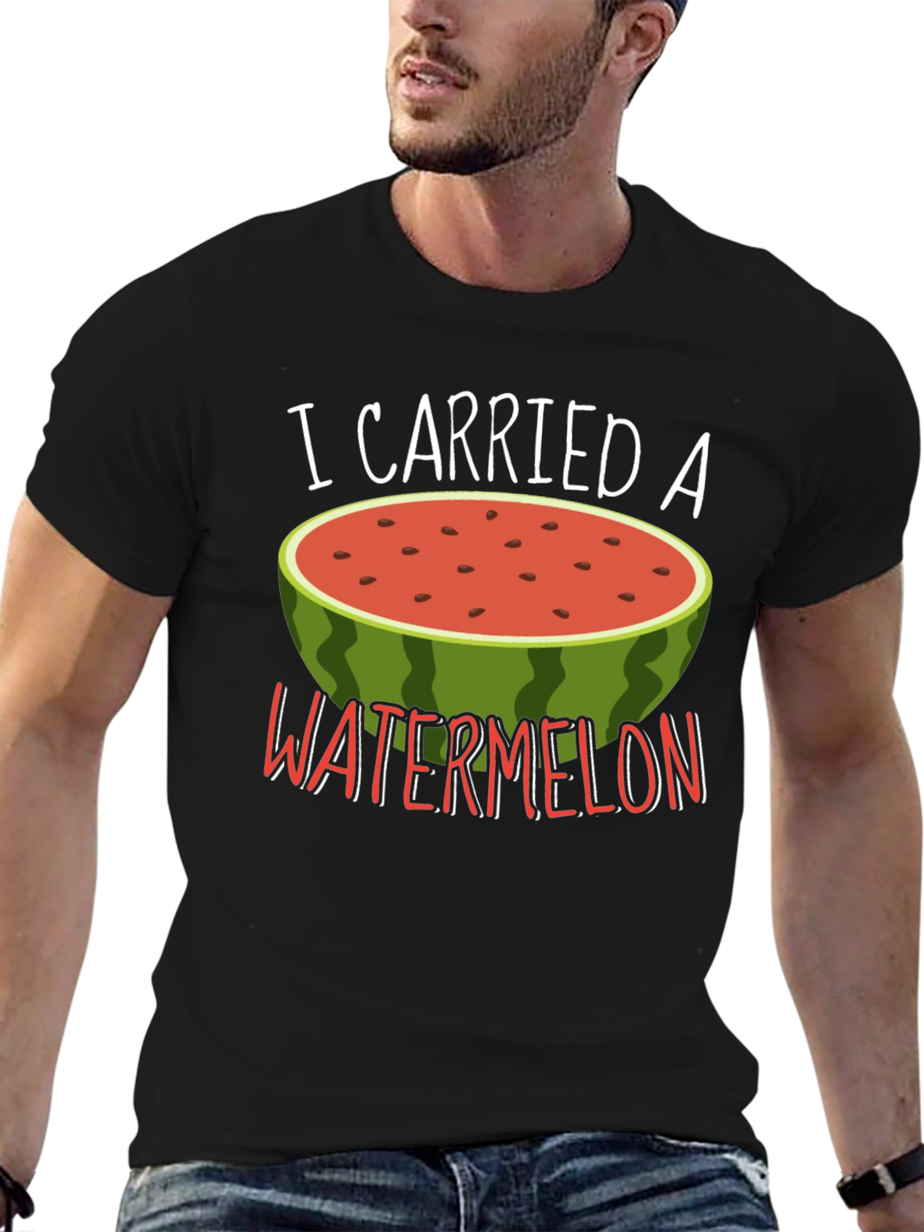 Black Funny Watermelon Graphic Tee view 6