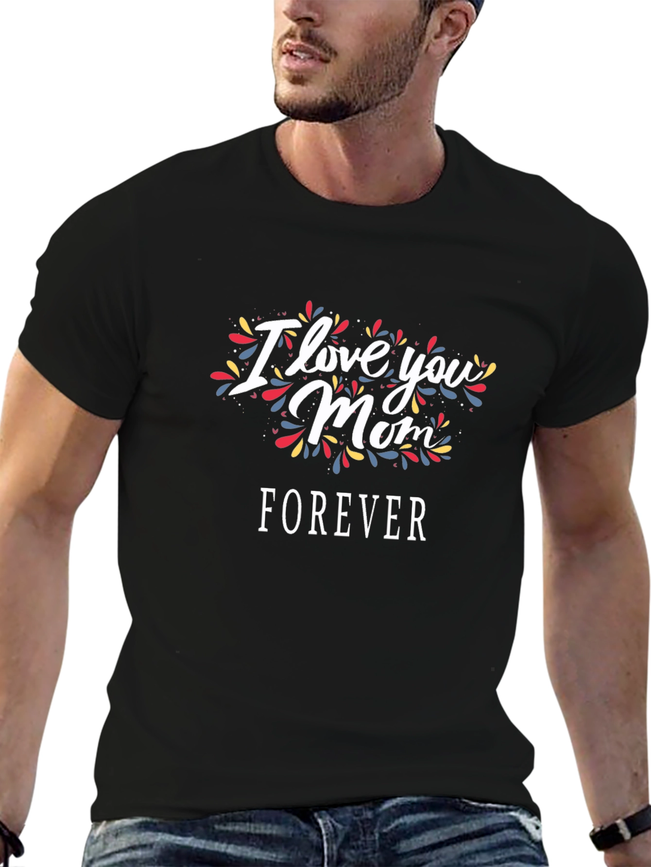 Black I Love You Mom Forever Graphic Tee - Black view 6