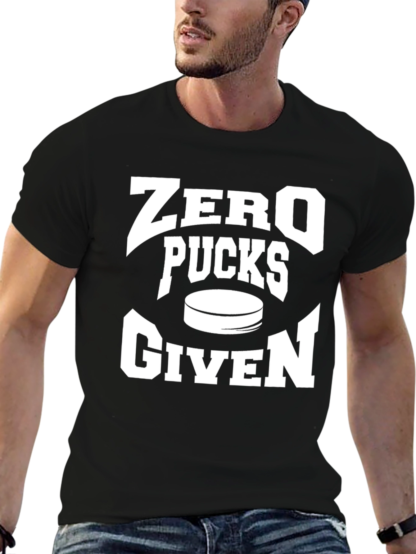 Black Zero Pucks Given Hockey T-Shirt view 6