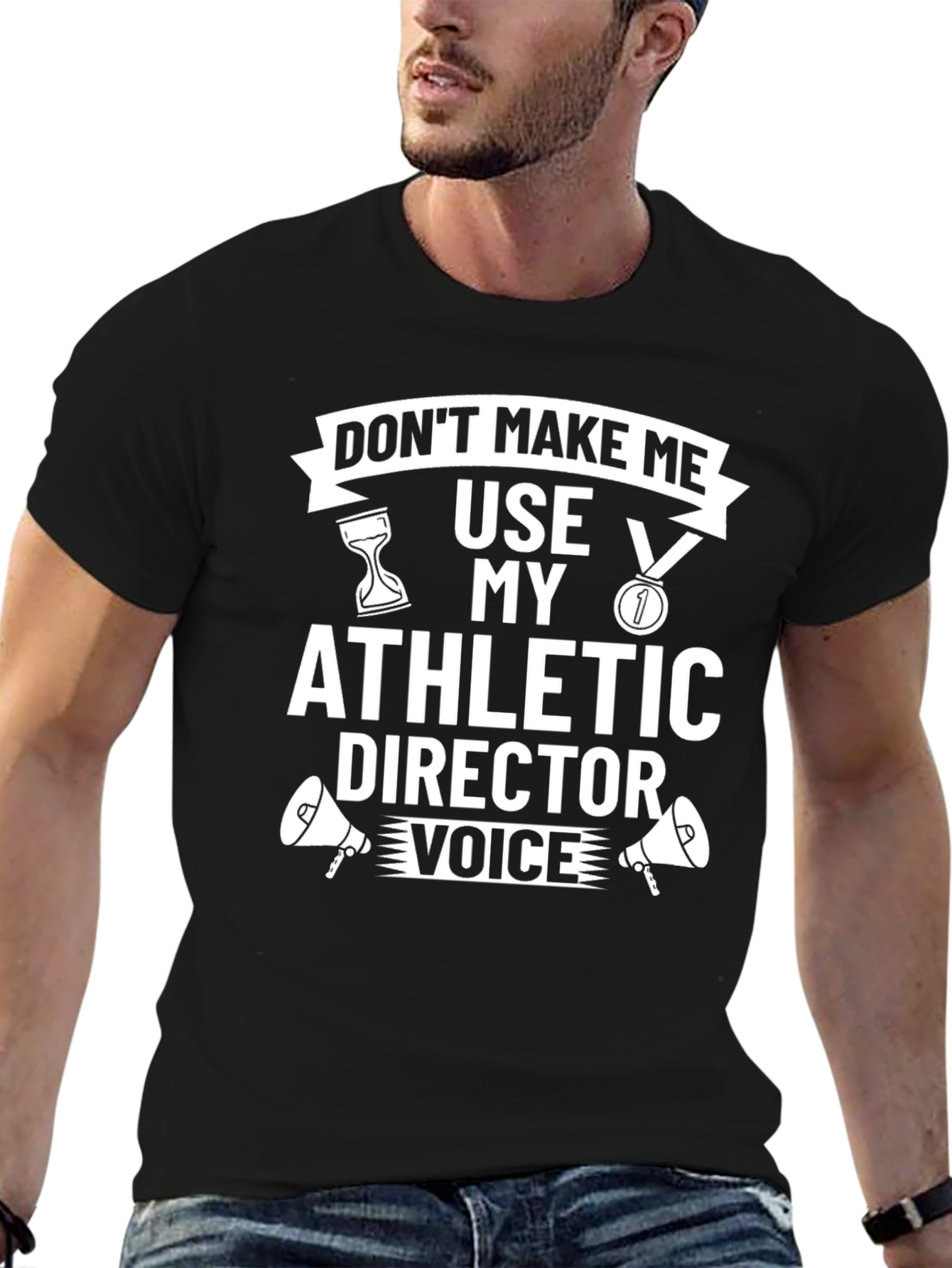 Black Athletic Director Voice T-Shirt - Funny Gift view 6