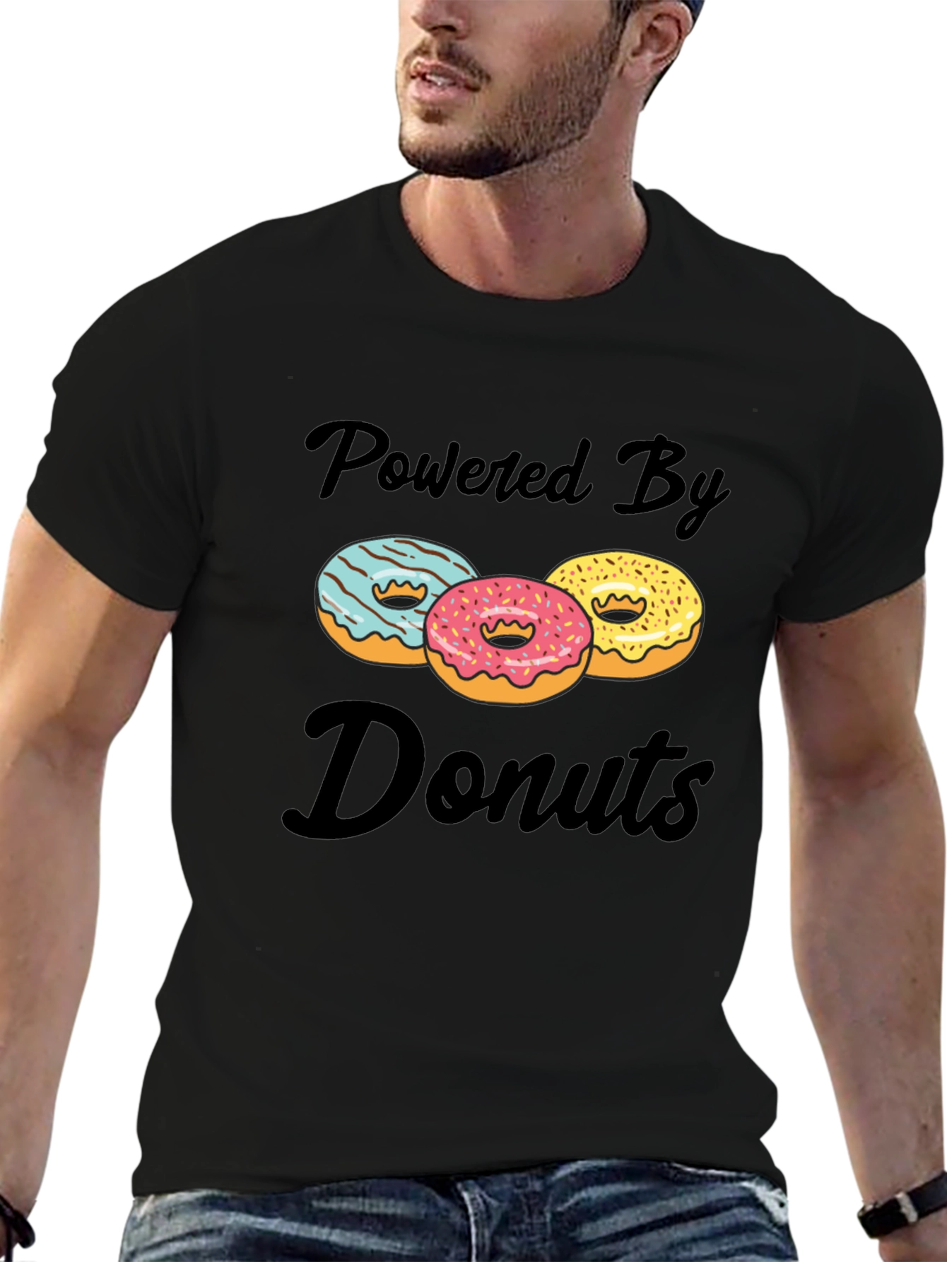 Black Powered By Donuts Graphic T-Shirt view 6