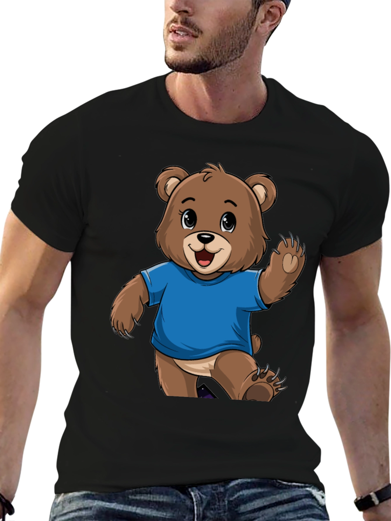 Black Cute Bear Graphic T-Shirt - Trendy Tee for Bear Lovers view 6